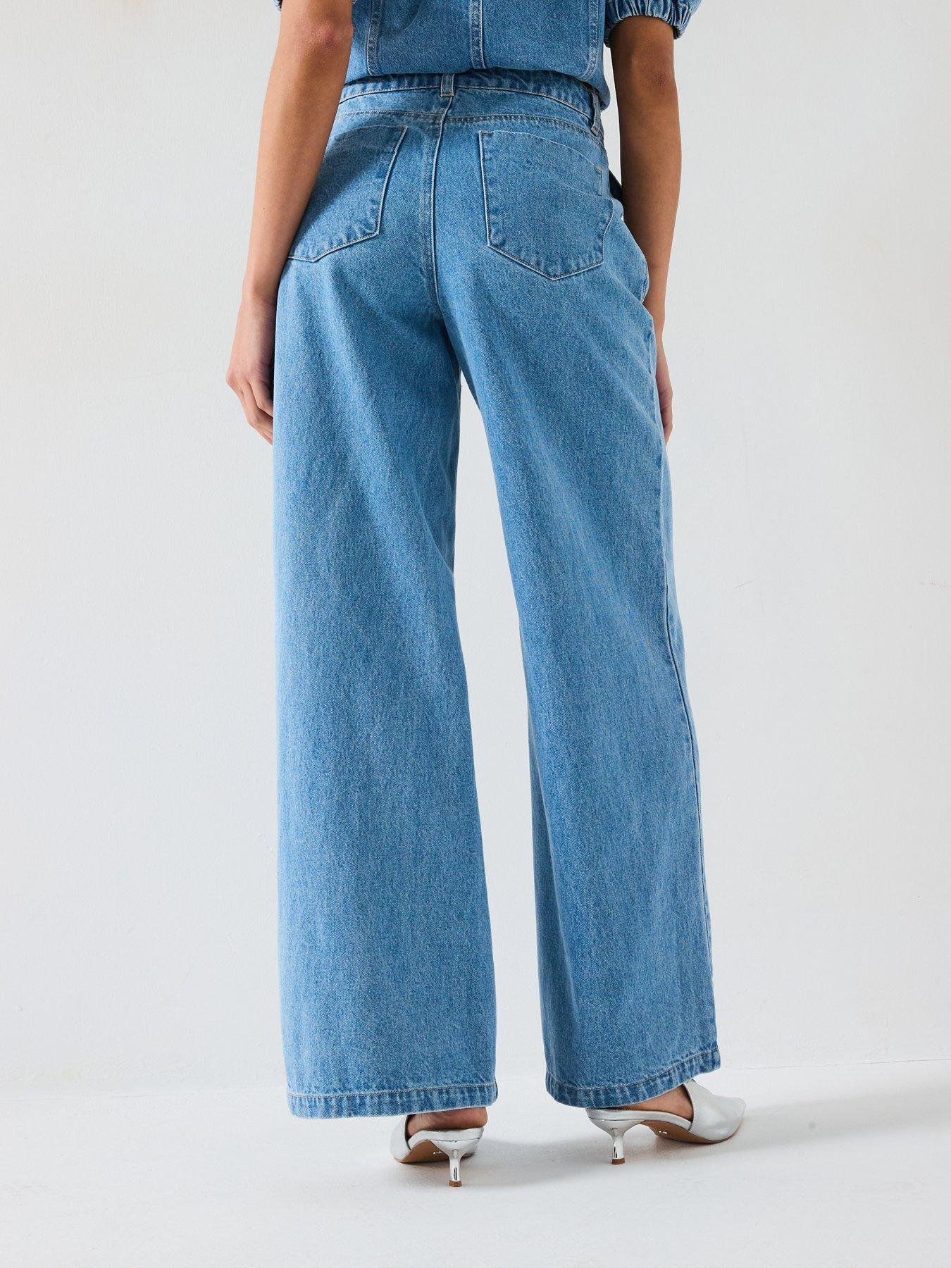 Image 2 of 6 of The Very Collection Palazzo Co-Ord Wide Leg Jeans - Mid Wash