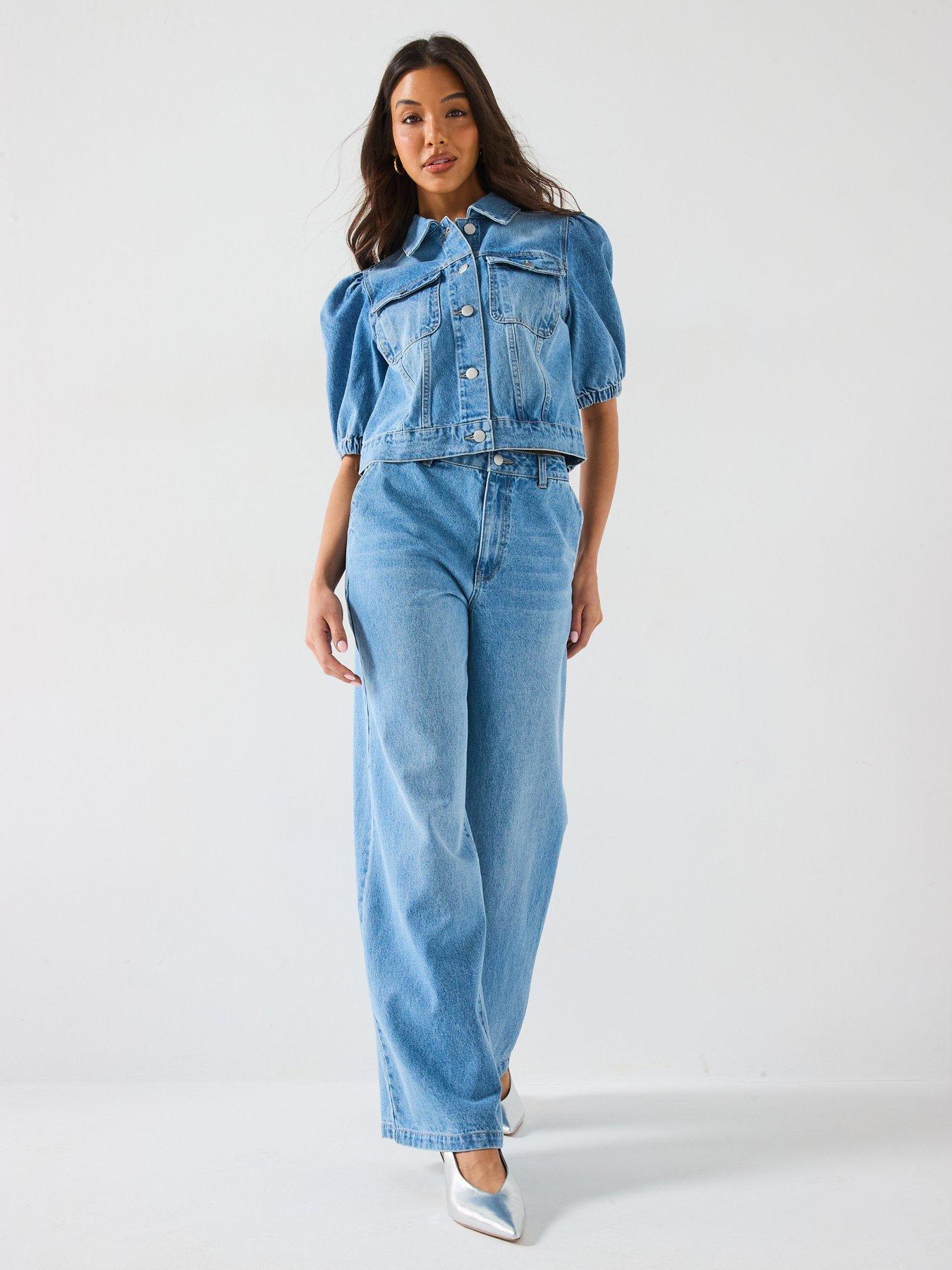 Image 3 of 6 of The Very Collection Palazzo Co-Ord Wide Leg Jeans - Mid Wash