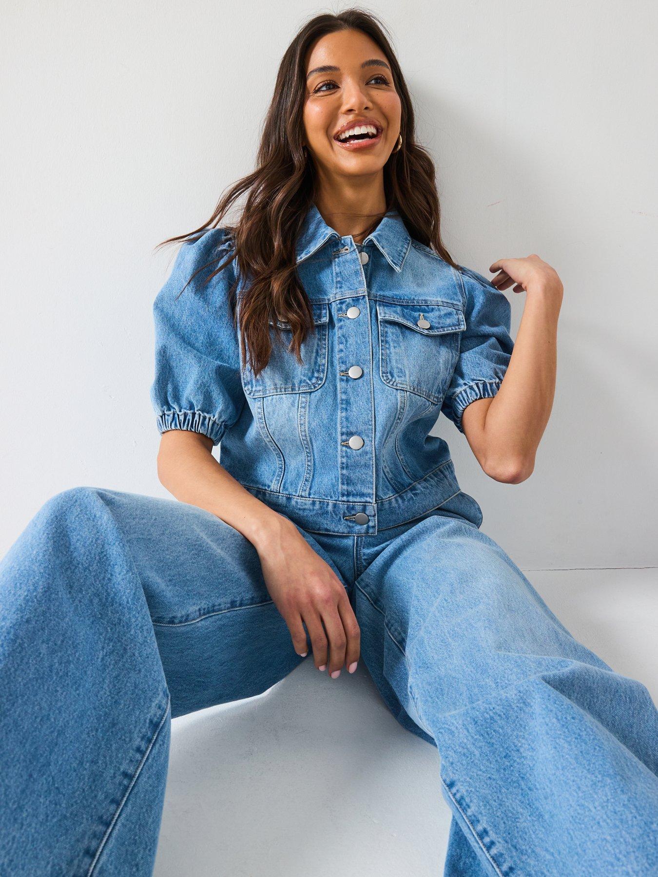 Image 5 of 6 of The Very Collection Palazzo Co-Ord Wide Leg Jeans - Mid Wash