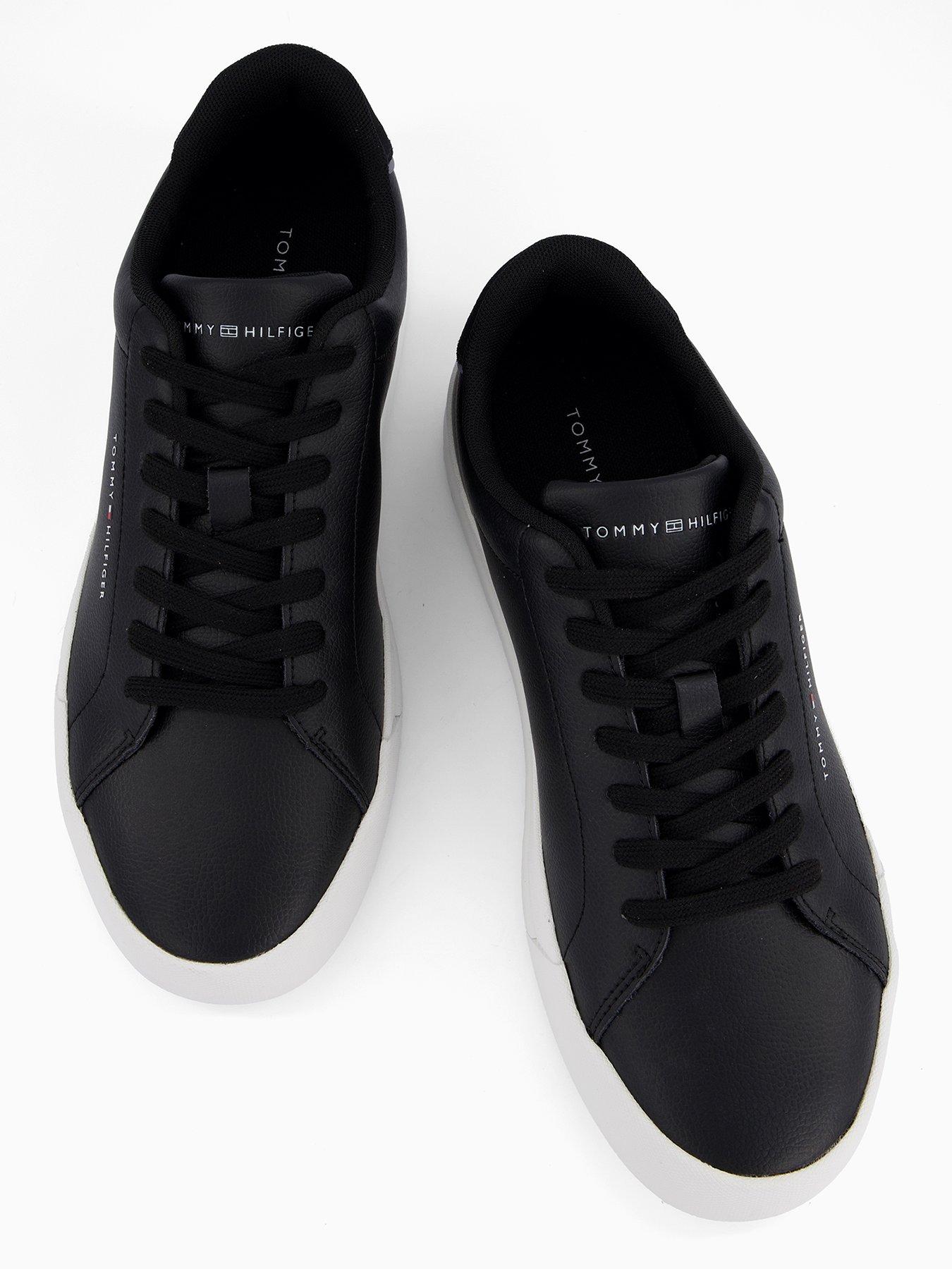 Image 3 of 7 of Tommy Hilfiger Leather Court Sneakers - Black