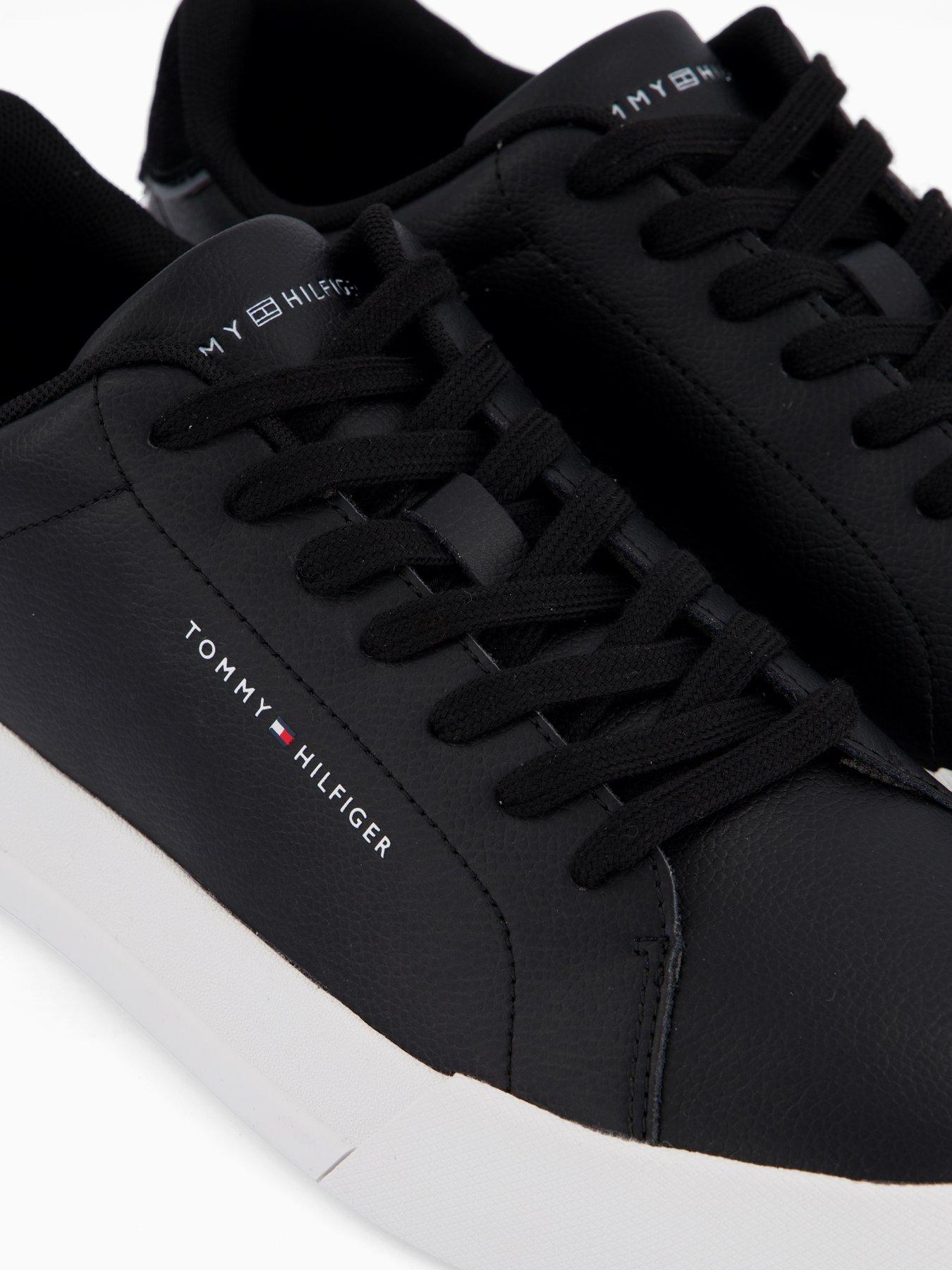 Image 5 of 7 of Tommy Hilfiger Leather Court Sneakers - Black