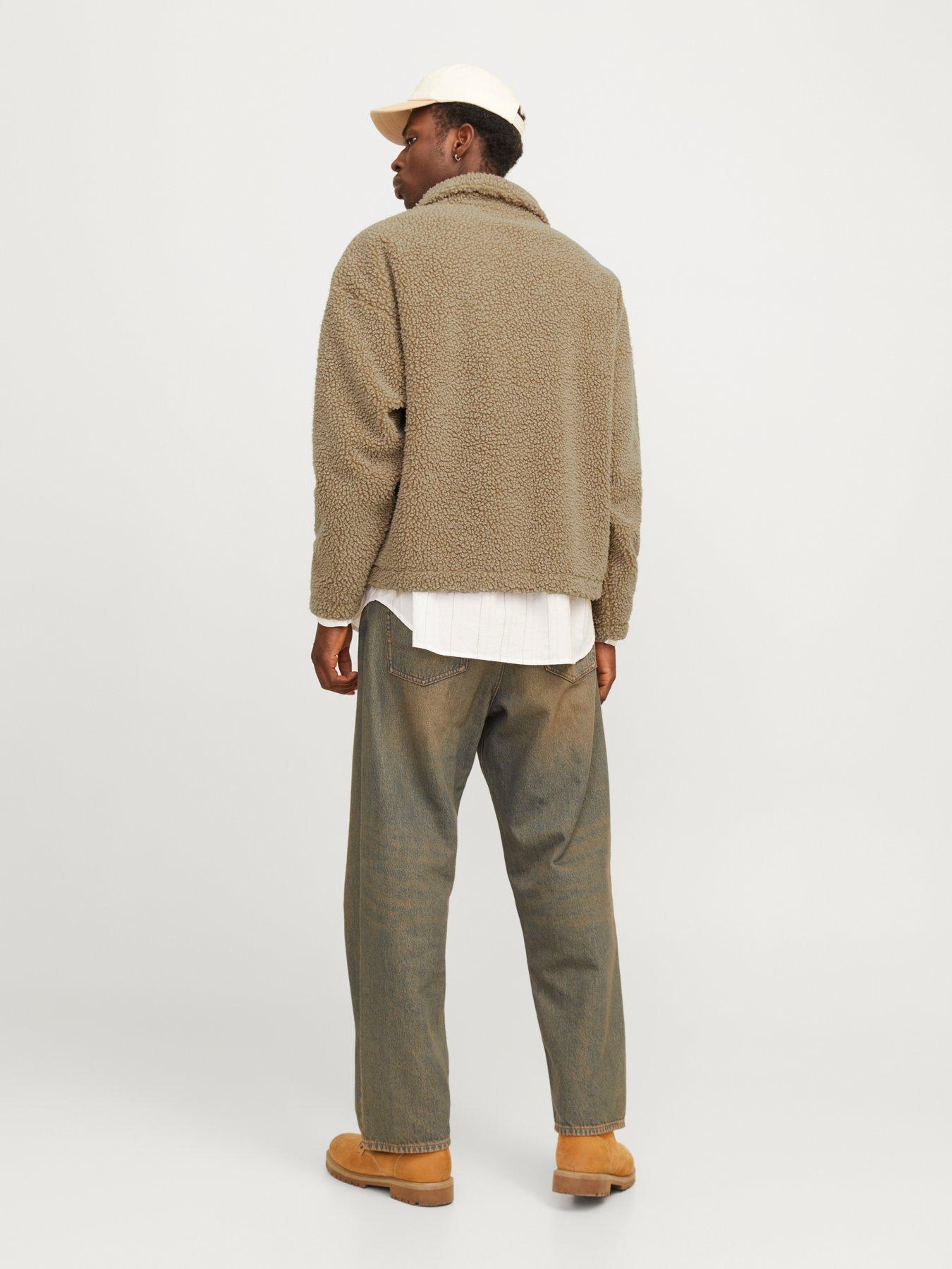 Image 2 of 6 of Jack & Jones Oxbury Teddy High Neck Half Zip Sweatshirt - Light Brown