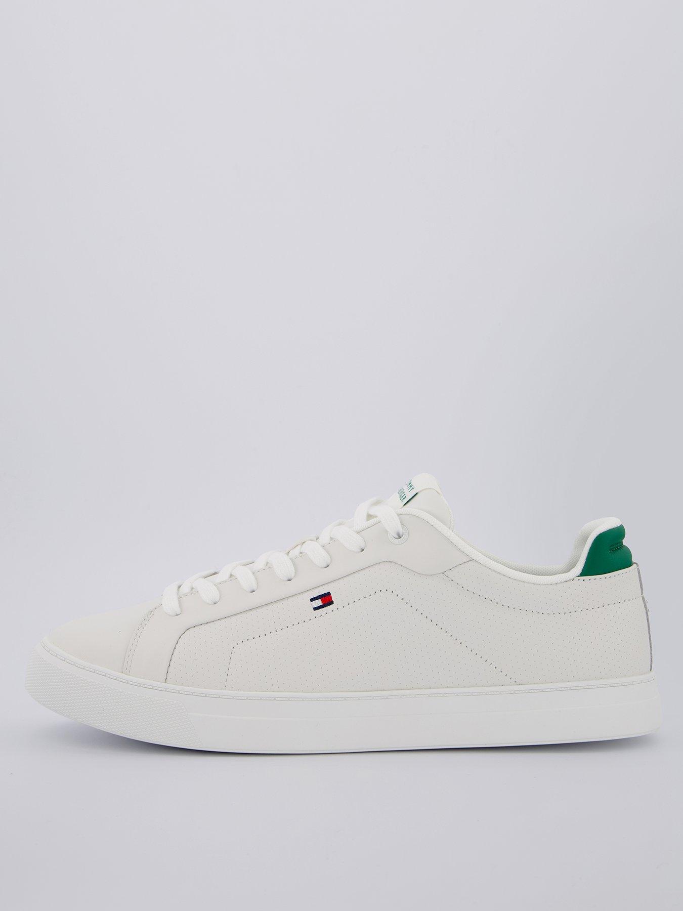 undefined Tommy Hilfiger Icon Court Pinperforated Leather Trainer - Off White