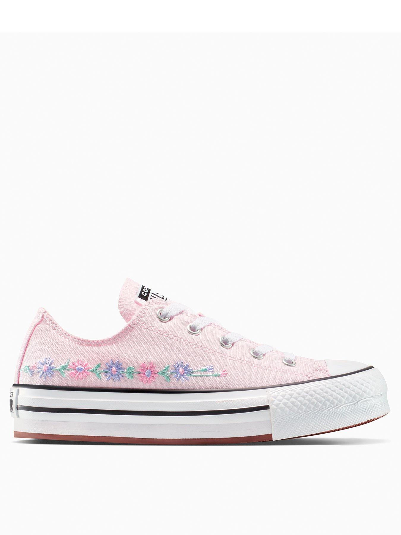 Converse Junior Eva Lift Ox Trainers - White/Lt Jellyfish Jitter/Viol