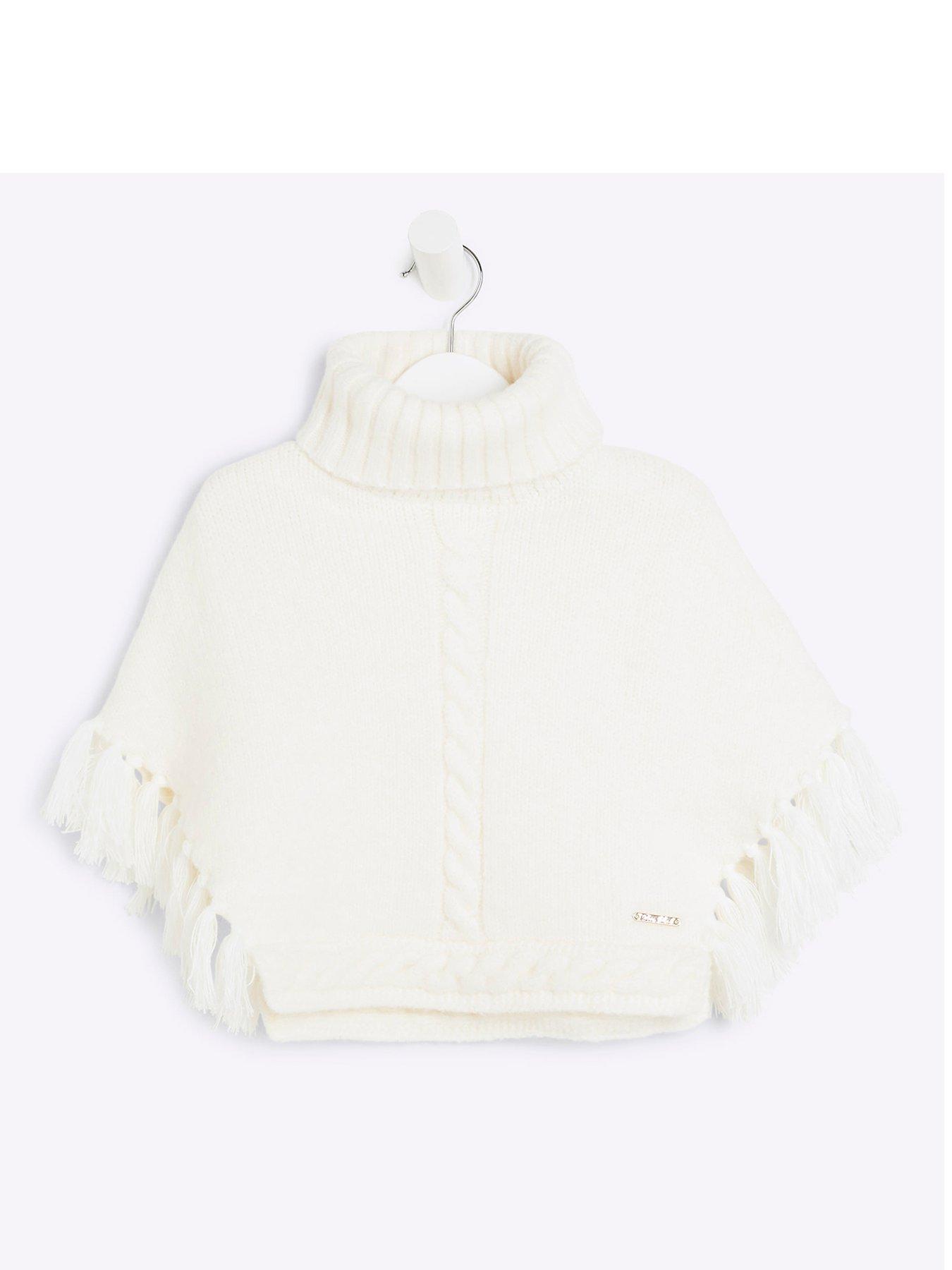 river-island-mini-mini-girls-roll-neck-knitted-poncho-cream