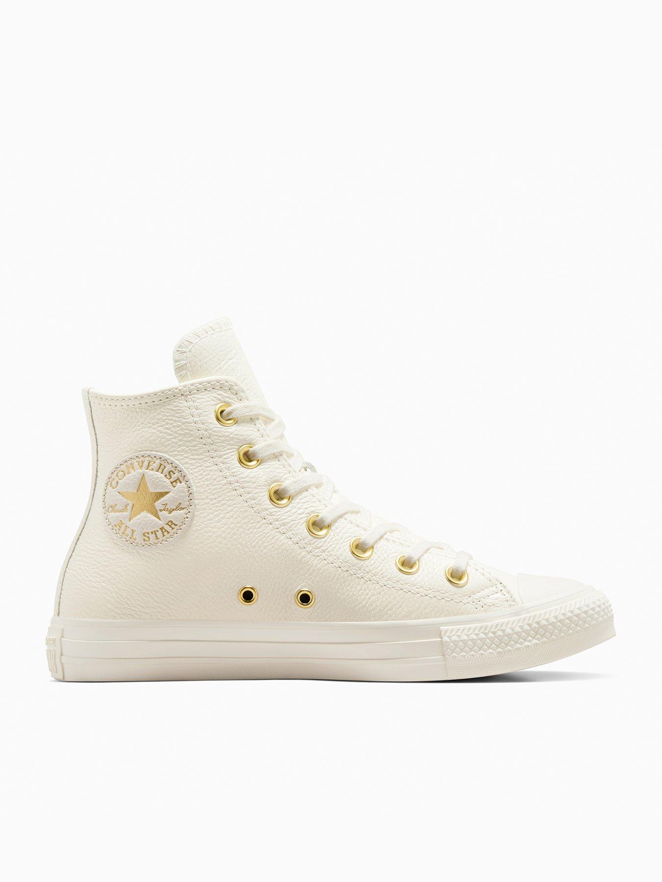 Image 1 of 7 of Converse Womens Chuck Taylor All Star Leather Hi - Egret/Light Grey