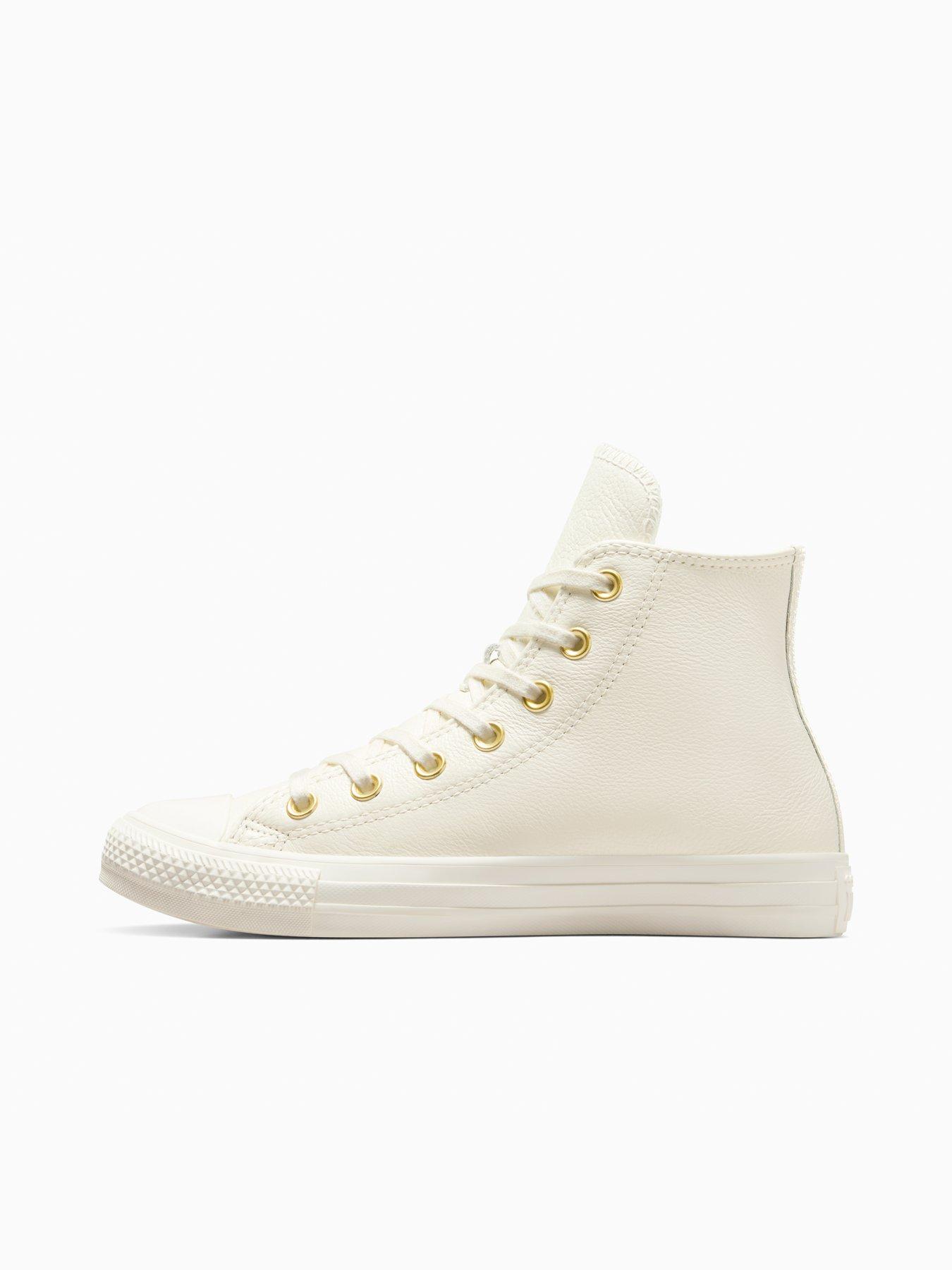 Image 6 of 7 of Converse Womens Chuck Taylor All Star Leather Hi - Egret/Light Grey