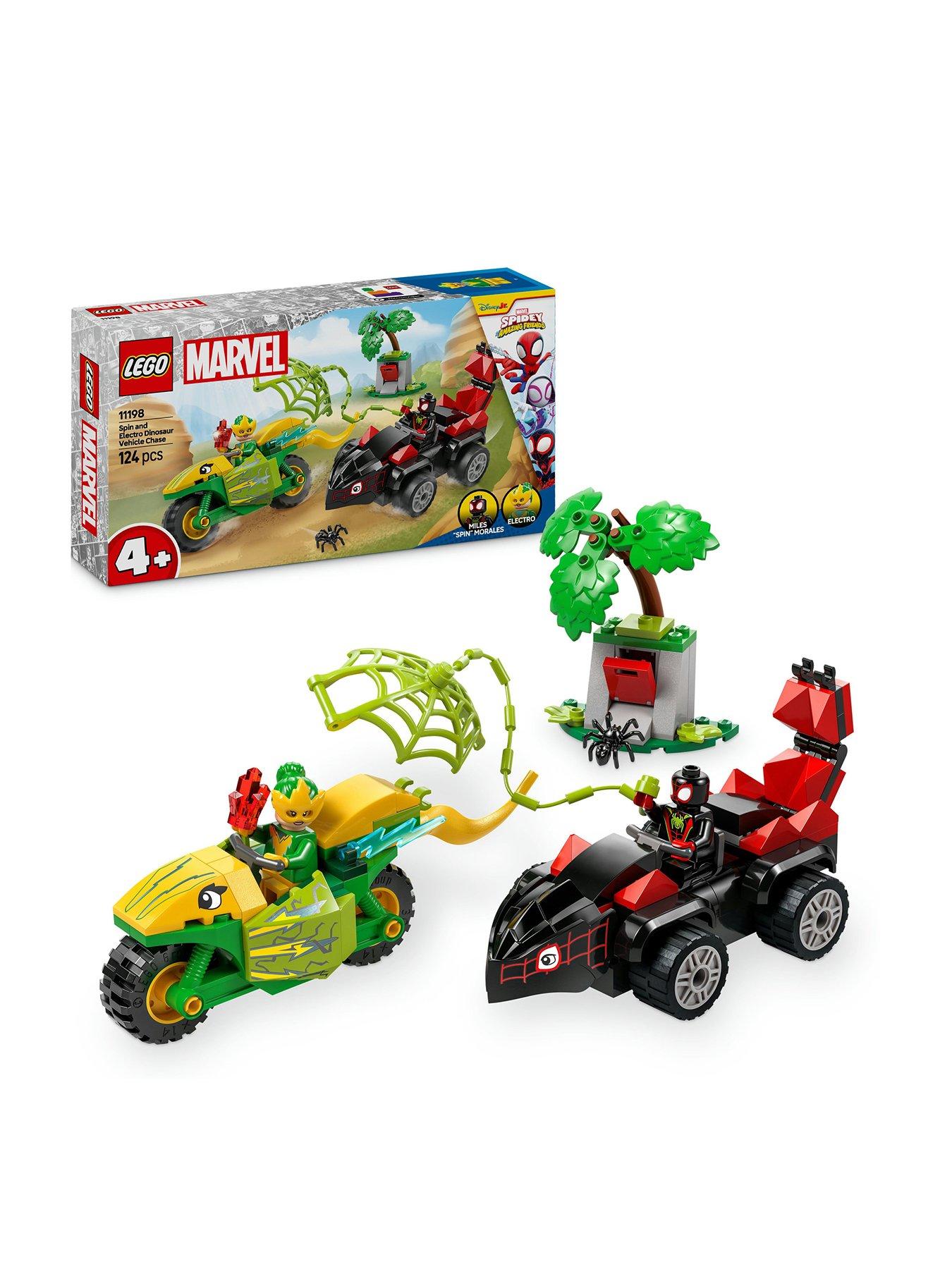 Image of LEGO Spiderman Spin and Electro Dinosaur Vehicle Chase 11198