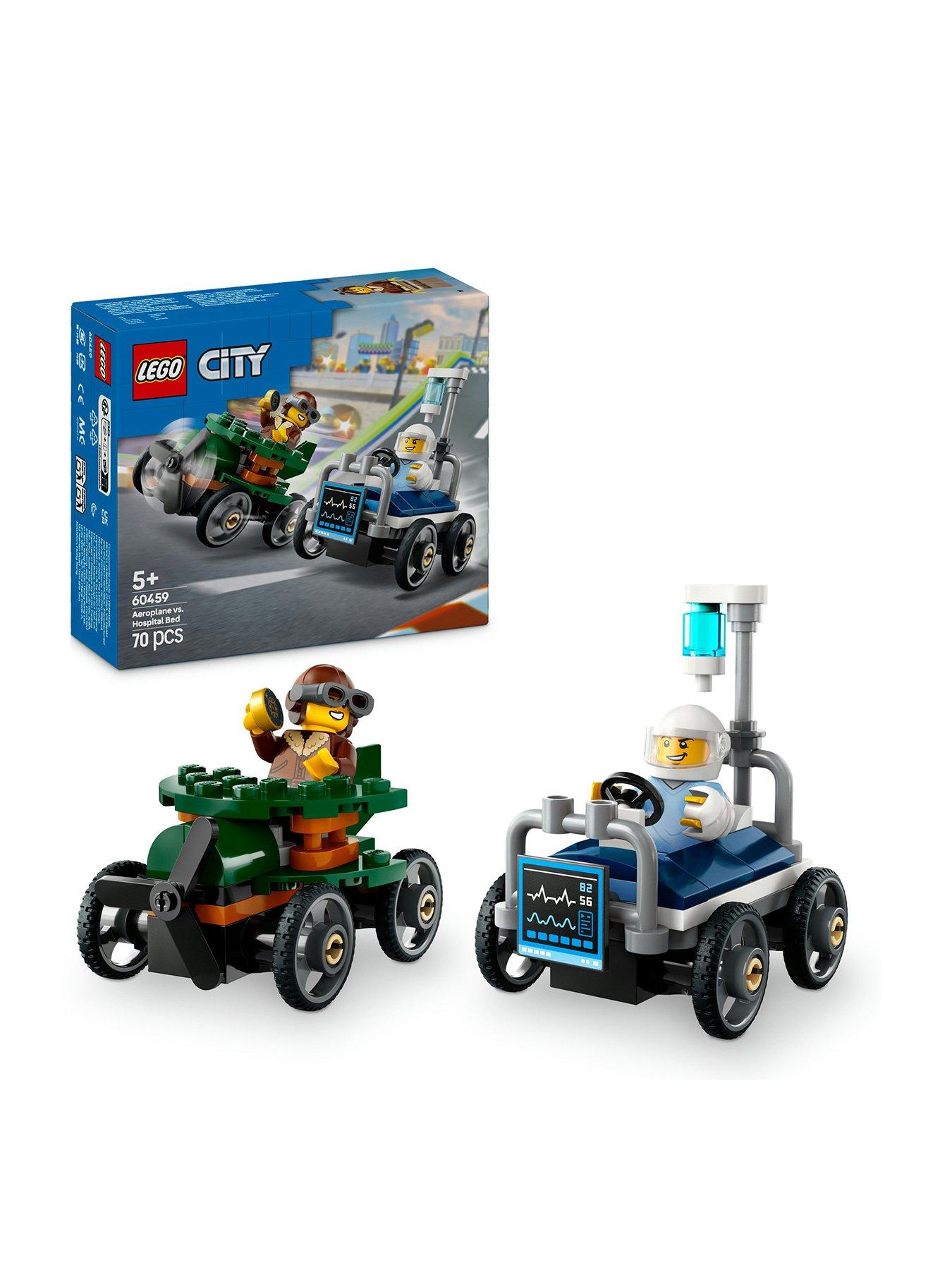 Image of LEGO City Aeroplane vs. Hospital Bed Race Car Pack 60459