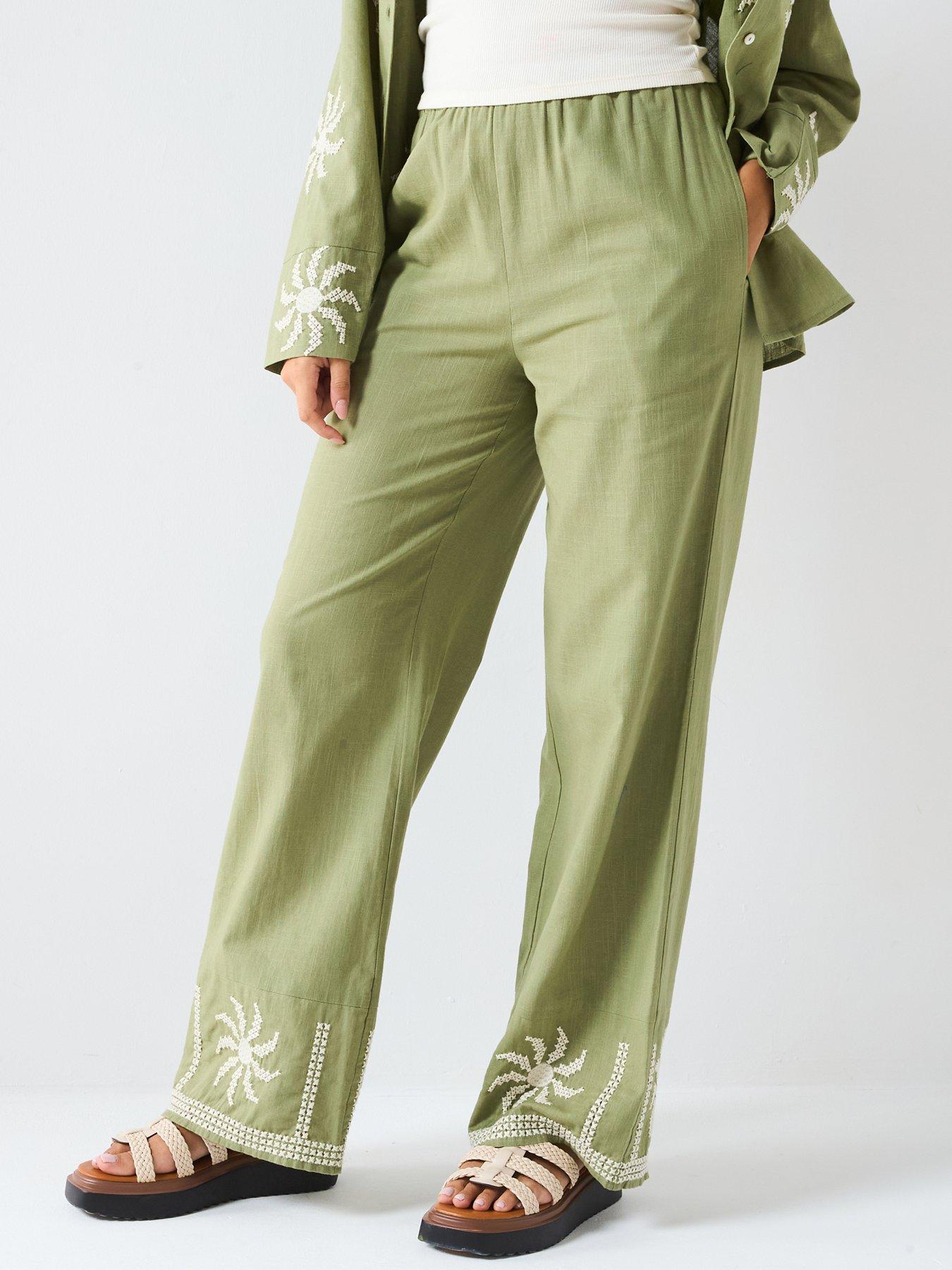 v-by-very-sun-embroidered-trouser-co-ord-greenfront