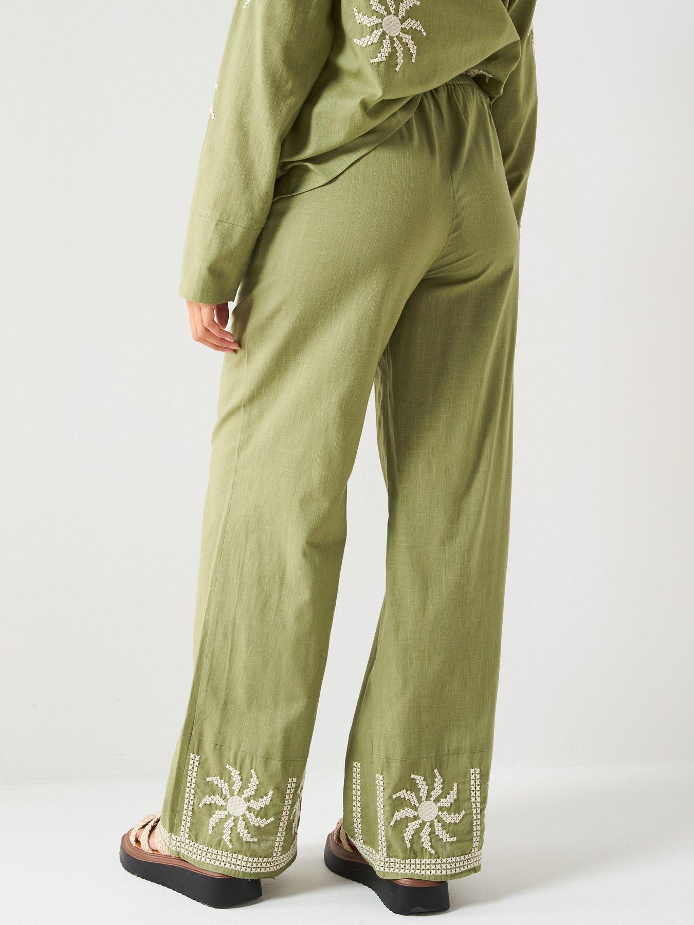 v-by-very-sun-embroidered-trouser-co-ord-greenstillFront