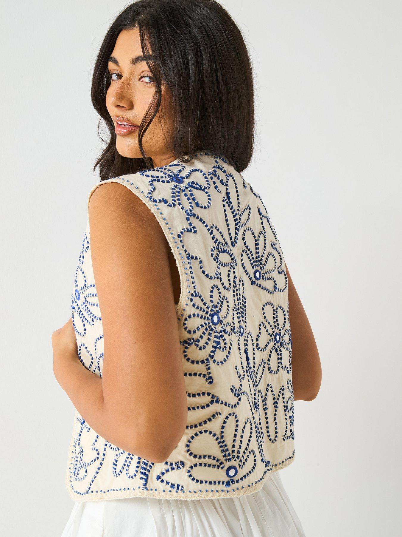 Image 2 of 6 of V by Very Embroidered Waistcoat - Cream