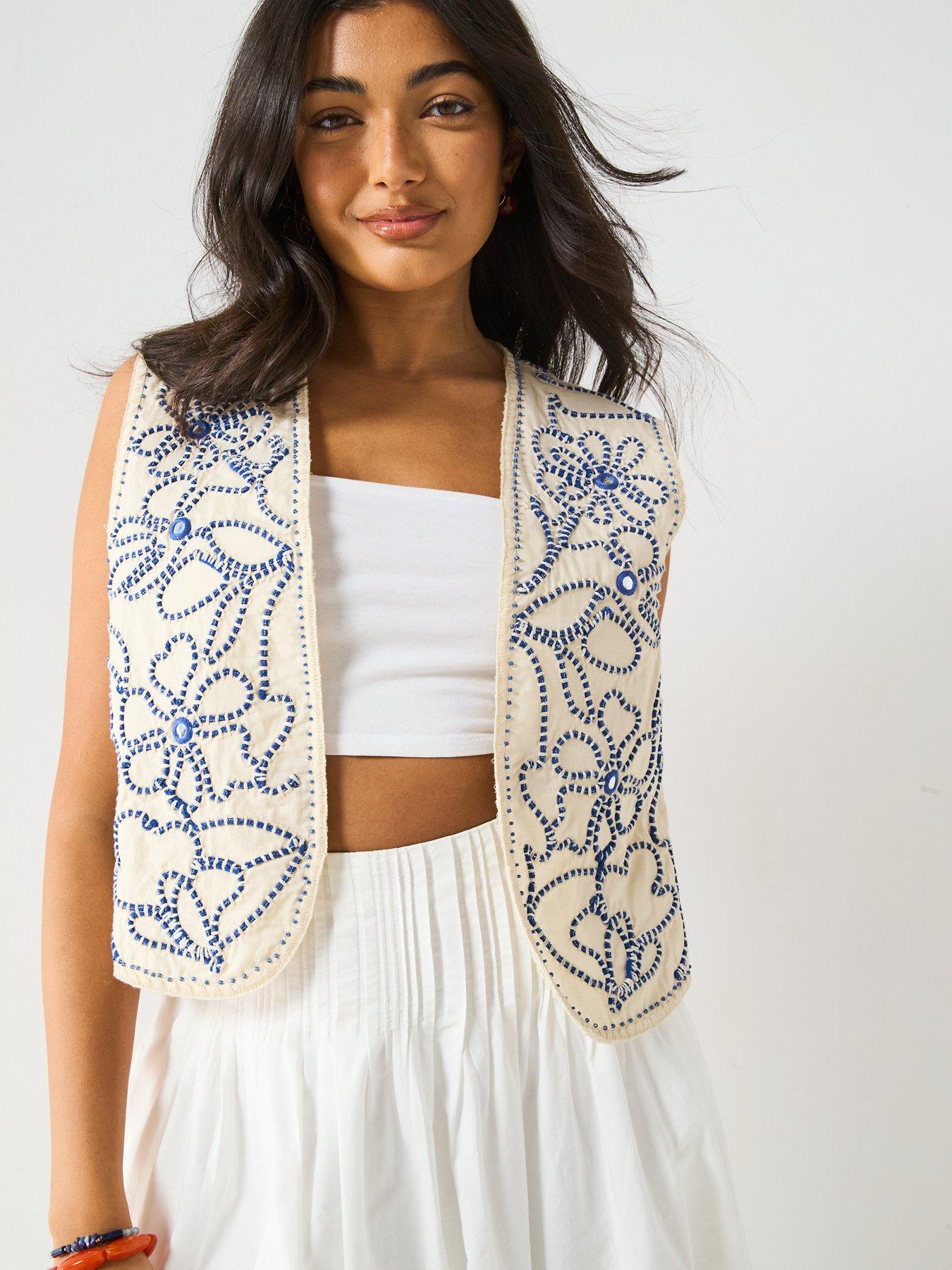 Image 6 of 6 of V by Very Embroidered Waistcoat - Cream