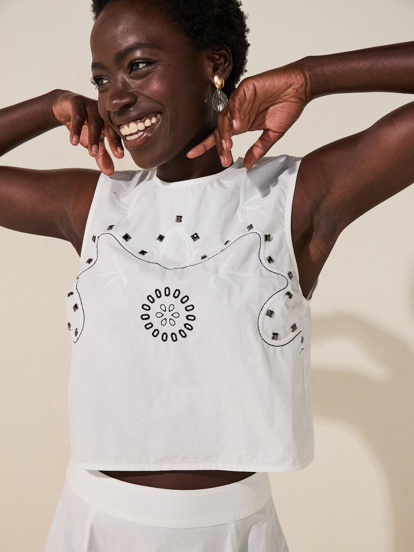 Image of V by Very Studded Blouse Co-Ord - White