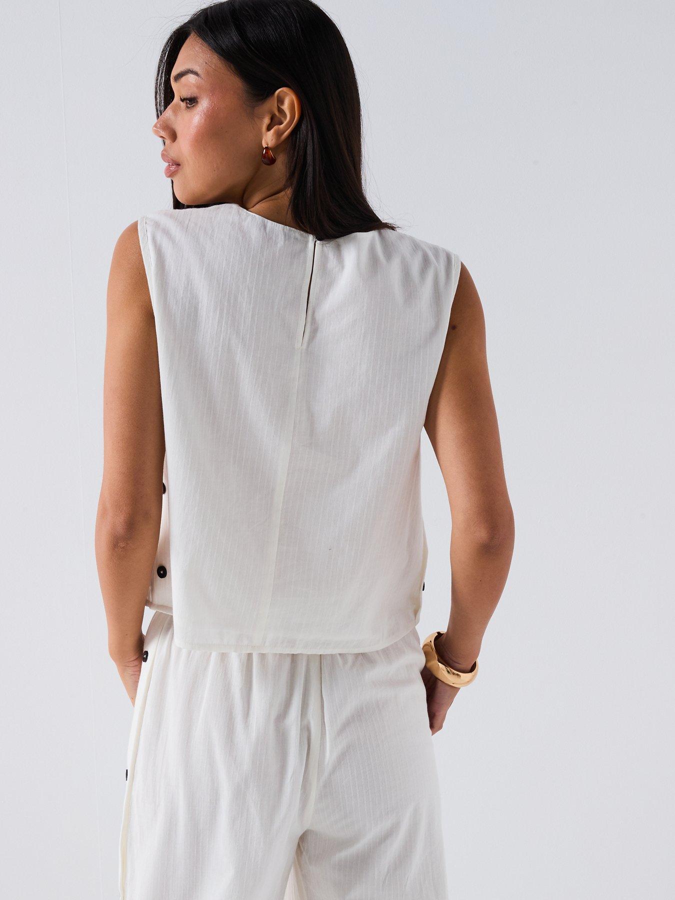 Image 2 of 6 of V by Very Sleeveless Embroidered Blouse Co-Ord - White