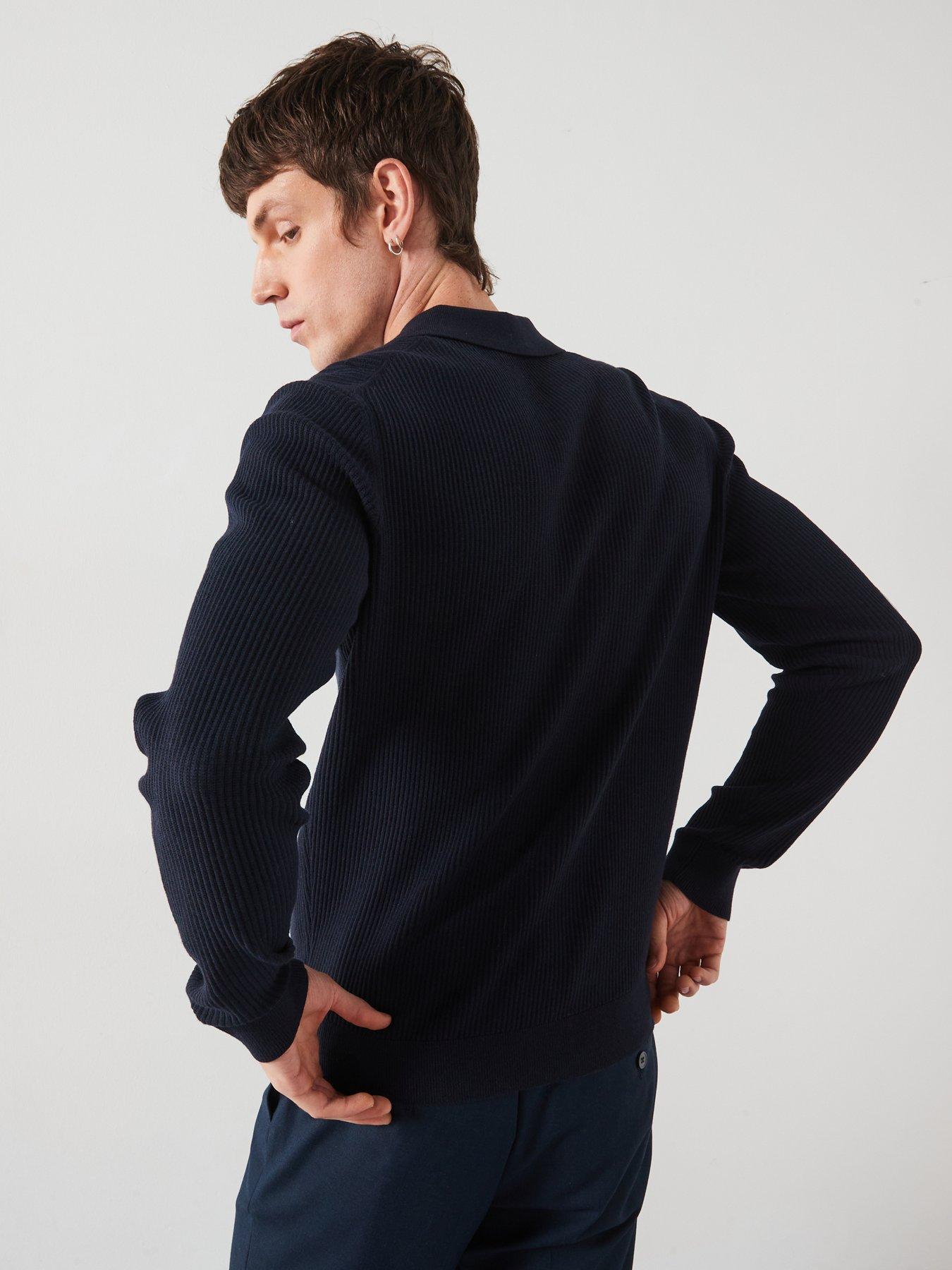 Image 2 of 6 of Mango Antiguas Long Sleeved Relaxed Fit Polo Shirt - Navy