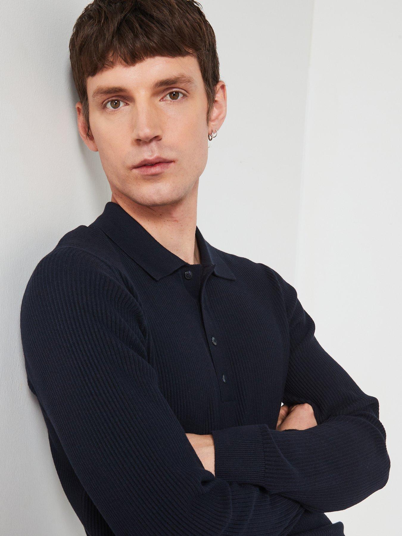 Image 4 of 6 of Mango Antiguas Long Sleeved Relaxed Fit Polo Shirt - Navy