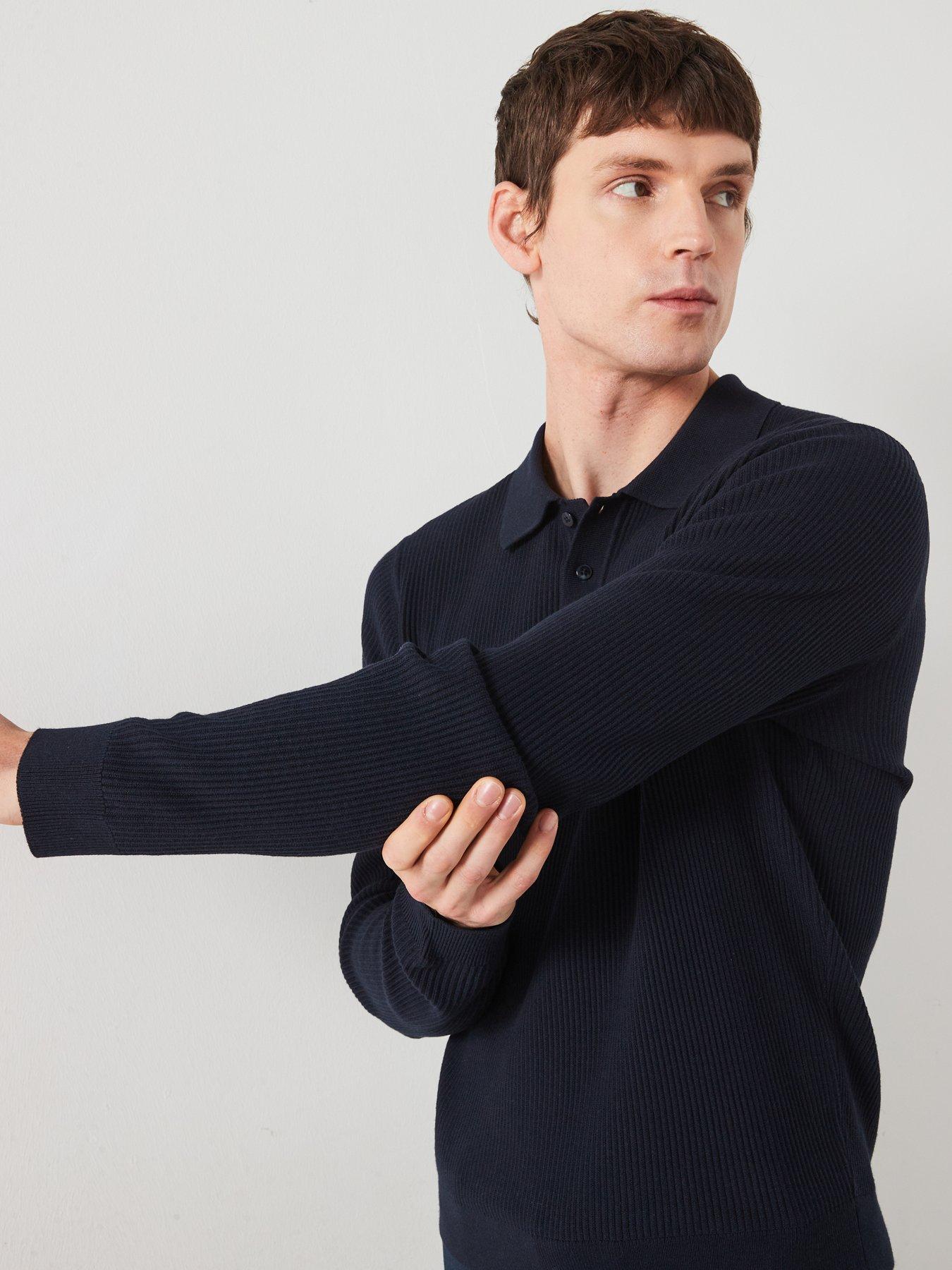 Image 6 of 6 of Mango Antiguas Long Sleeved Relaxed Fit Polo Shirt - Navy