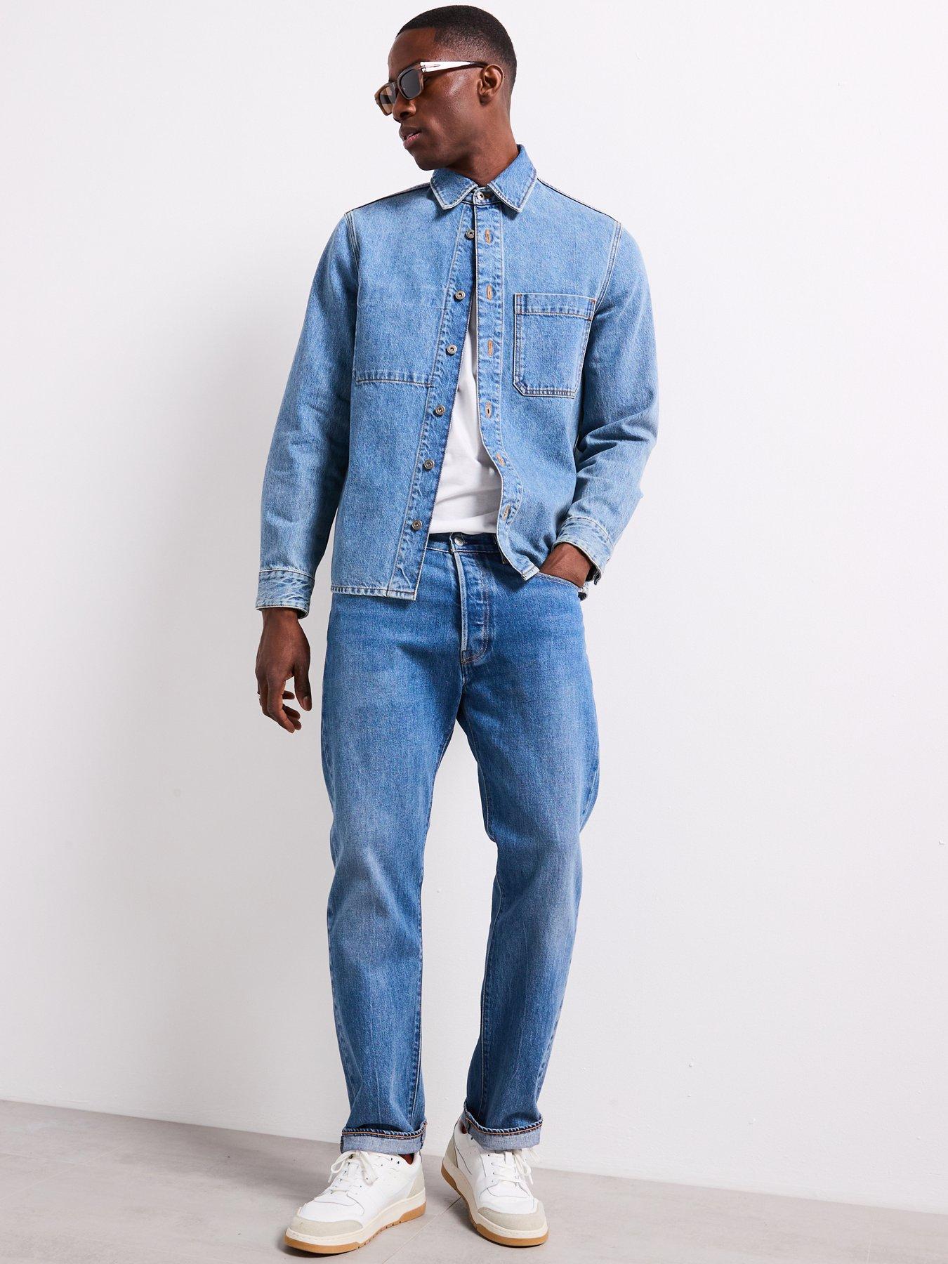 Image 4 of 6 of Mango Pitch Relaxed Fit Denim Overshirt - Dark Blue