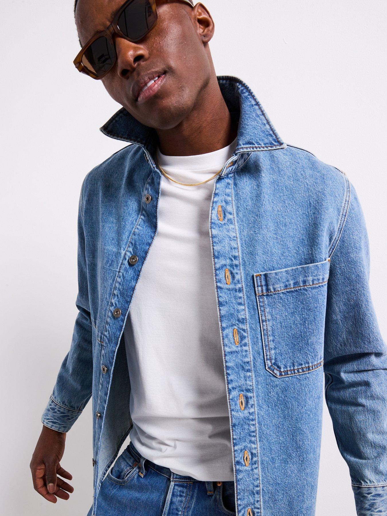 Image 5 of 6 of Mango Pitch Relaxed Fit Denim Overshirt - Dark Blue