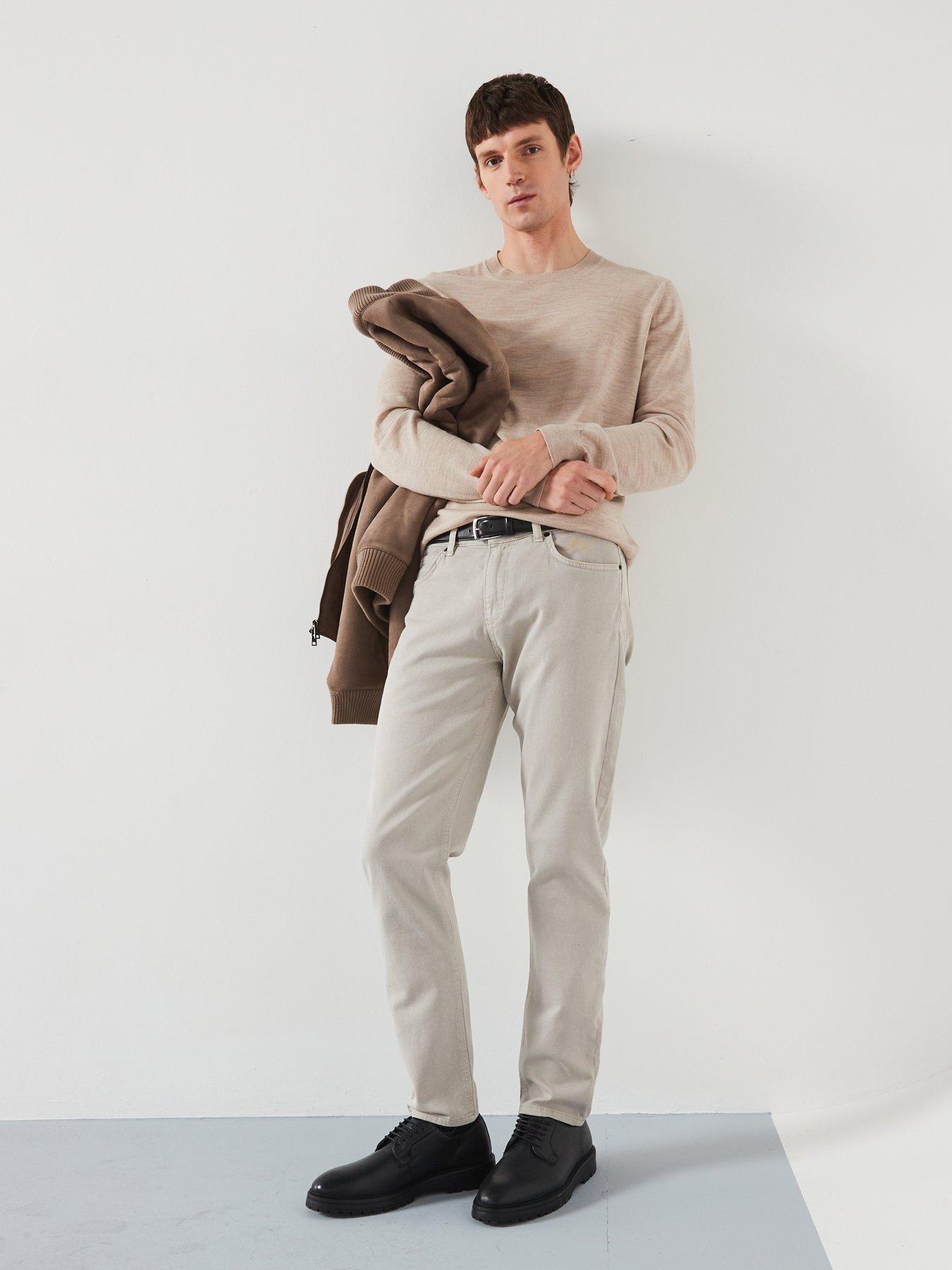 Image 3 of 6 of Mango Men's&nbsp;100% Merino Wool Long Sleeve Knitted Jumper- Beige