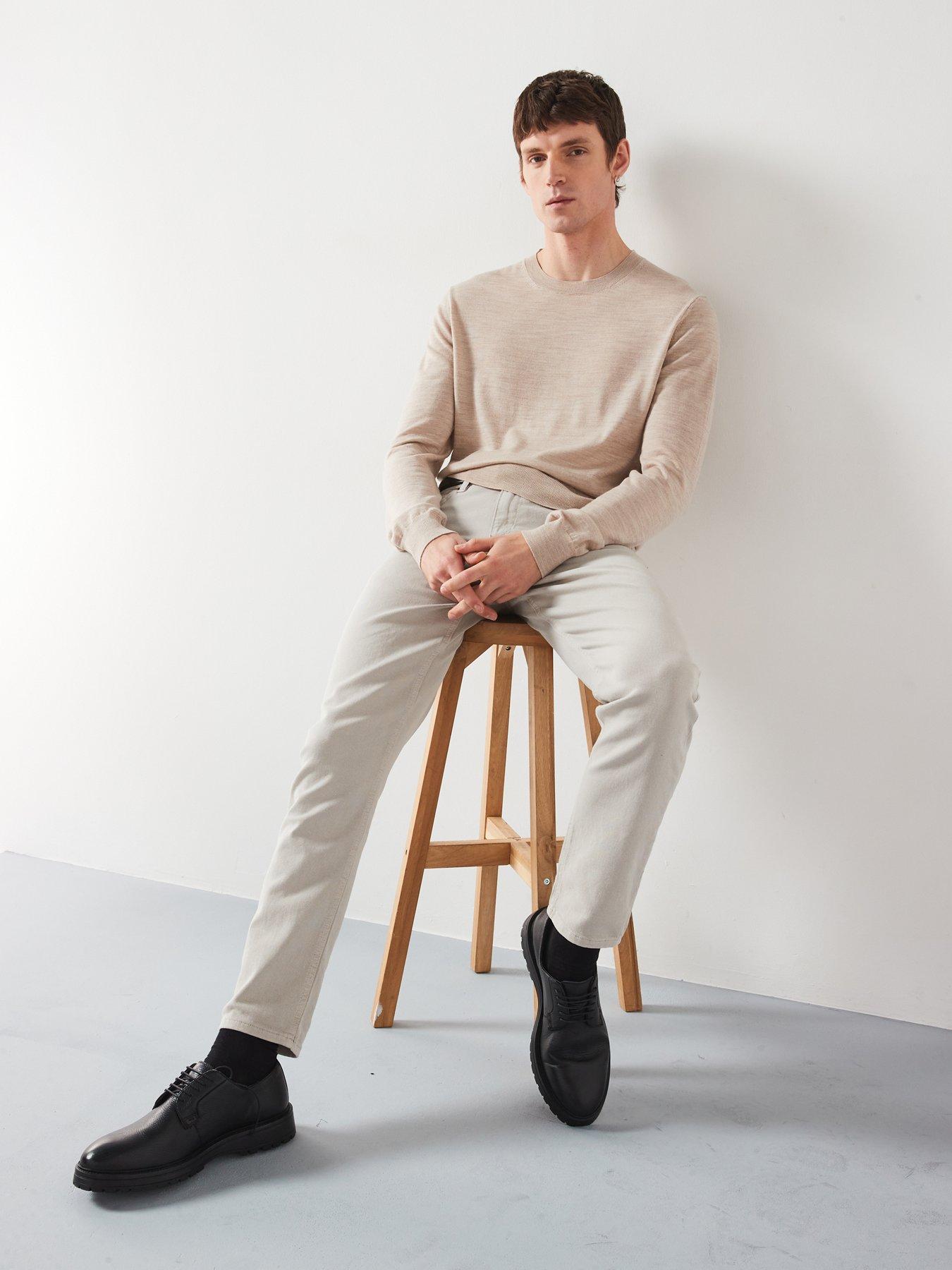 Image 5 of 6 of Mango Men's&nbsp;100% Merino Wool Long Sleeve Knitted Jumper- Beige
