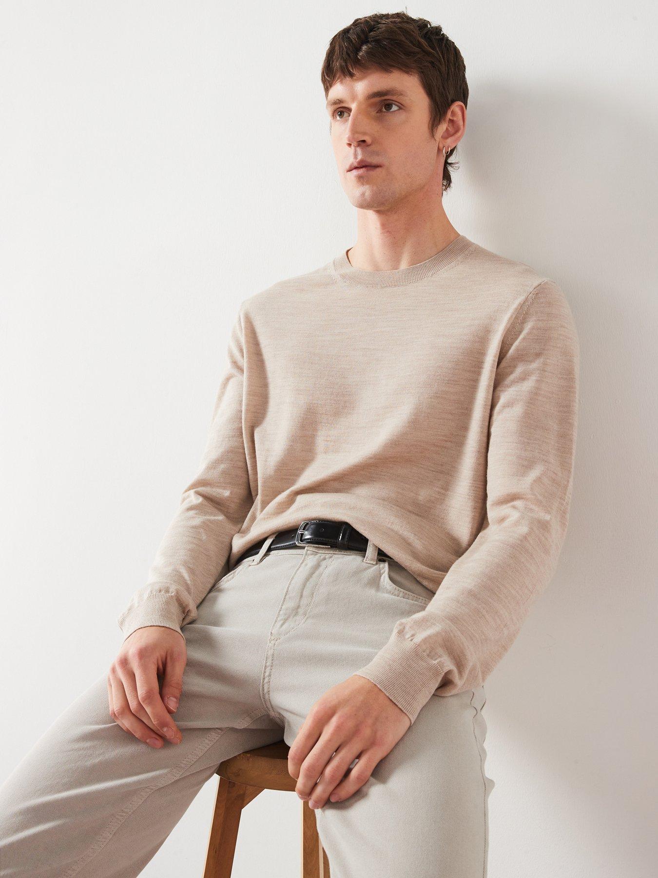 Image 6 of 6 of Mango Men's&nbsp;100% Merino Wool Long Sleeve Knitted Jumper- Beige