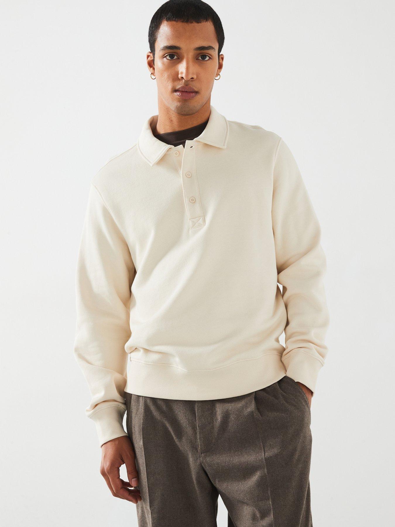 mango-bola-long-sleeved-collared-polo-neck-sweatshirt-cream