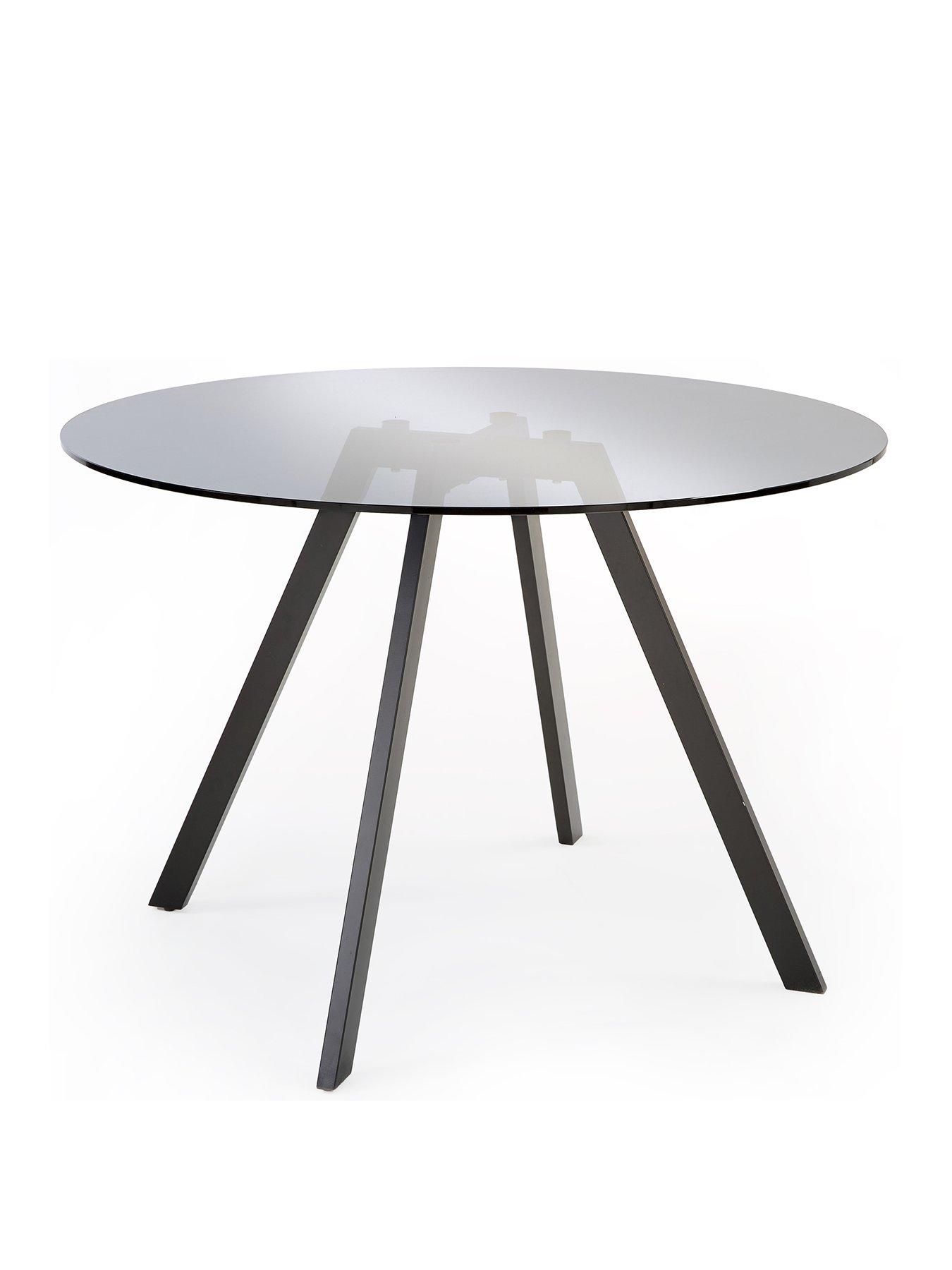 Image 3 of 7 of The Very Collection Marlow 110&nbsp;cm Black Round Dining Table + 4 Marlow Dusty Blue Chairs