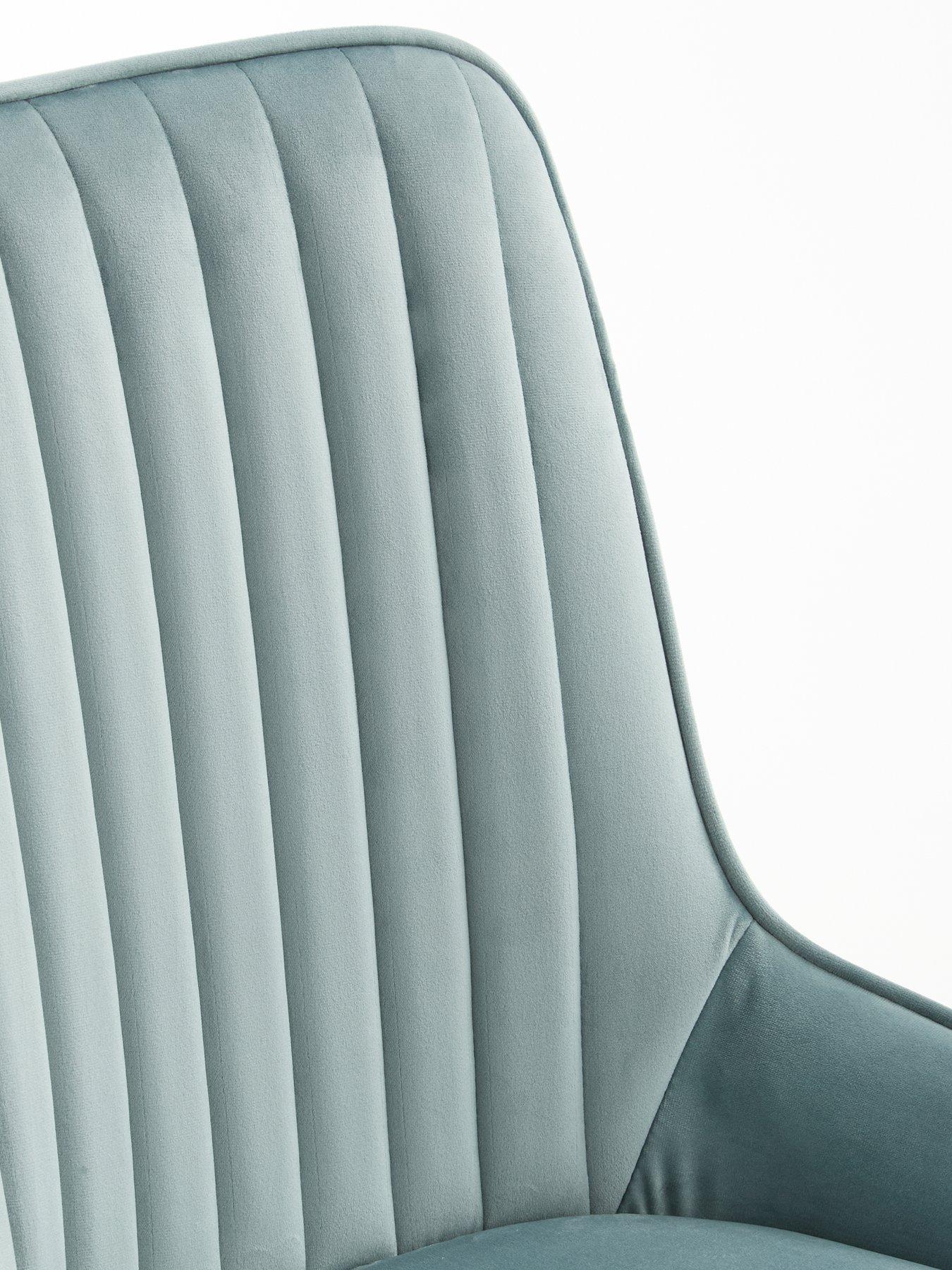 Image 5 of 7 of The Very Collection Marlow 110&nbsp;cm Black Round Dining Table + 4 Marlow Dusty Blue Chairs