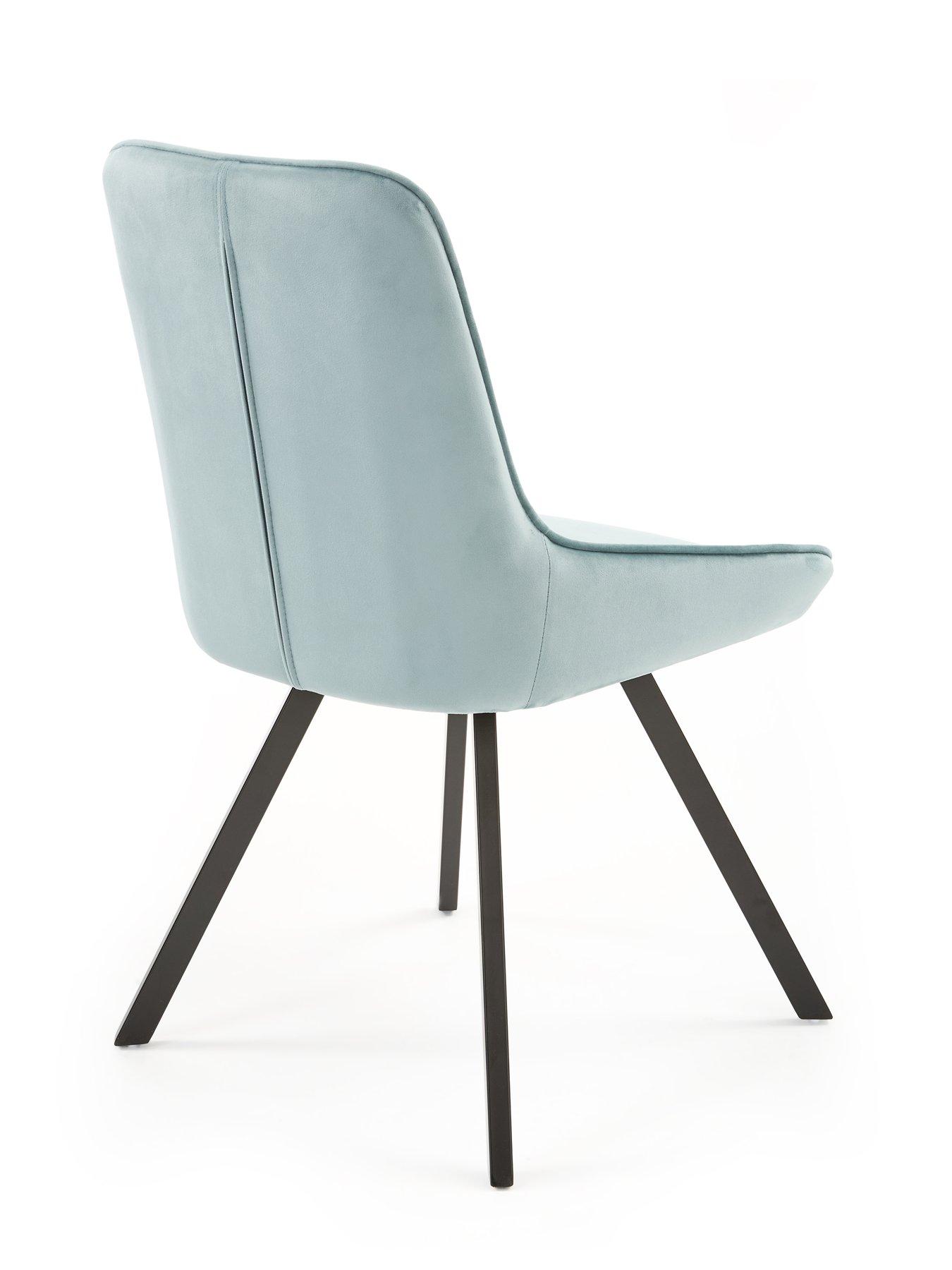 Image 7 of 7 of The Very Collection Marlow 110&nbsp;cm Black Round Dining Table + 4 Marlow Dusty Blue Chairs