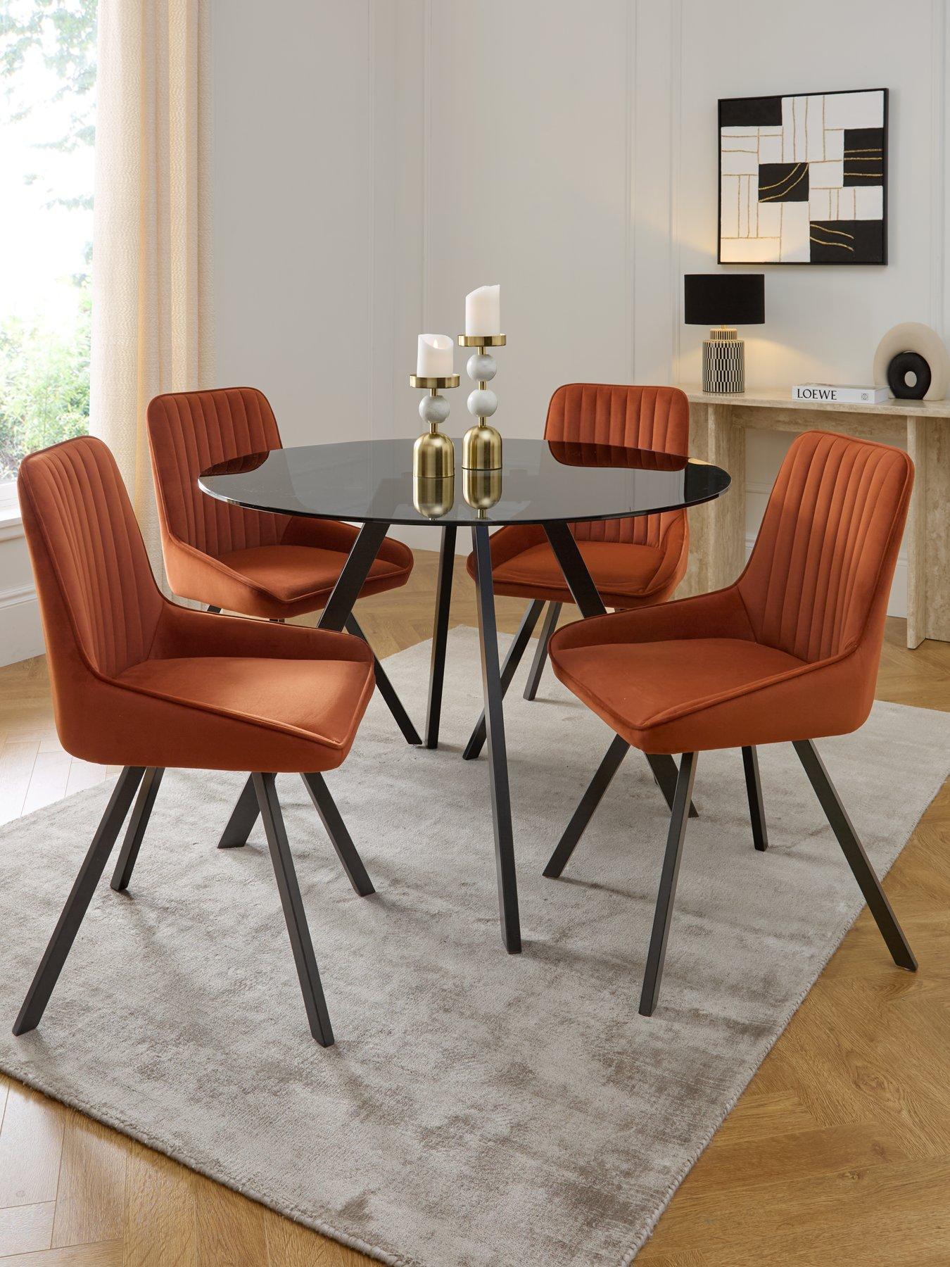 the-very-collection-marlow-110nbspcm-blacknbspround-dining-table-4-marlow-rust-chairs