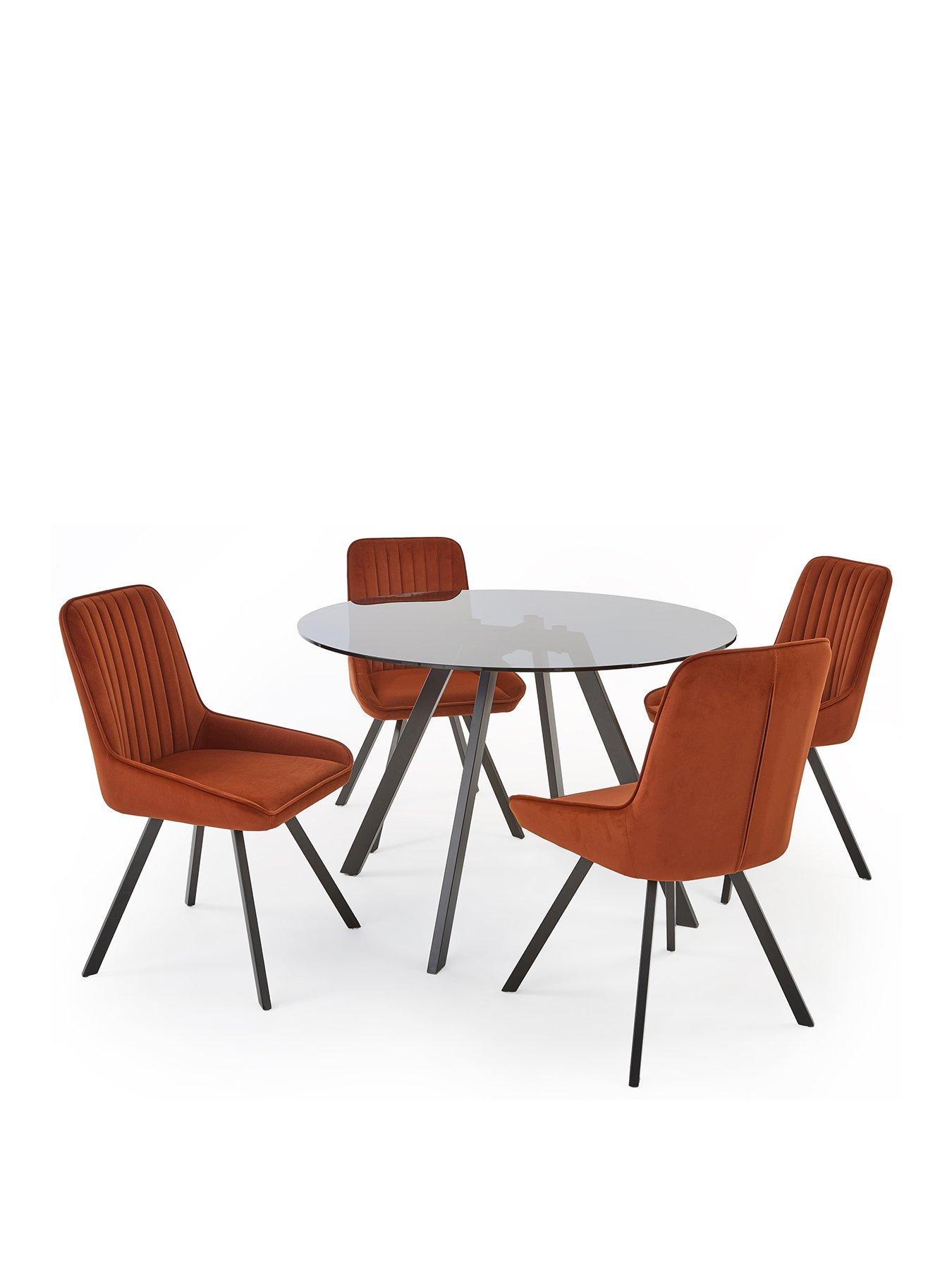 the-very-collection-marlow-110nbspcm-blacknbspround-dining-table-4-marlow-rust-chairsstillFront