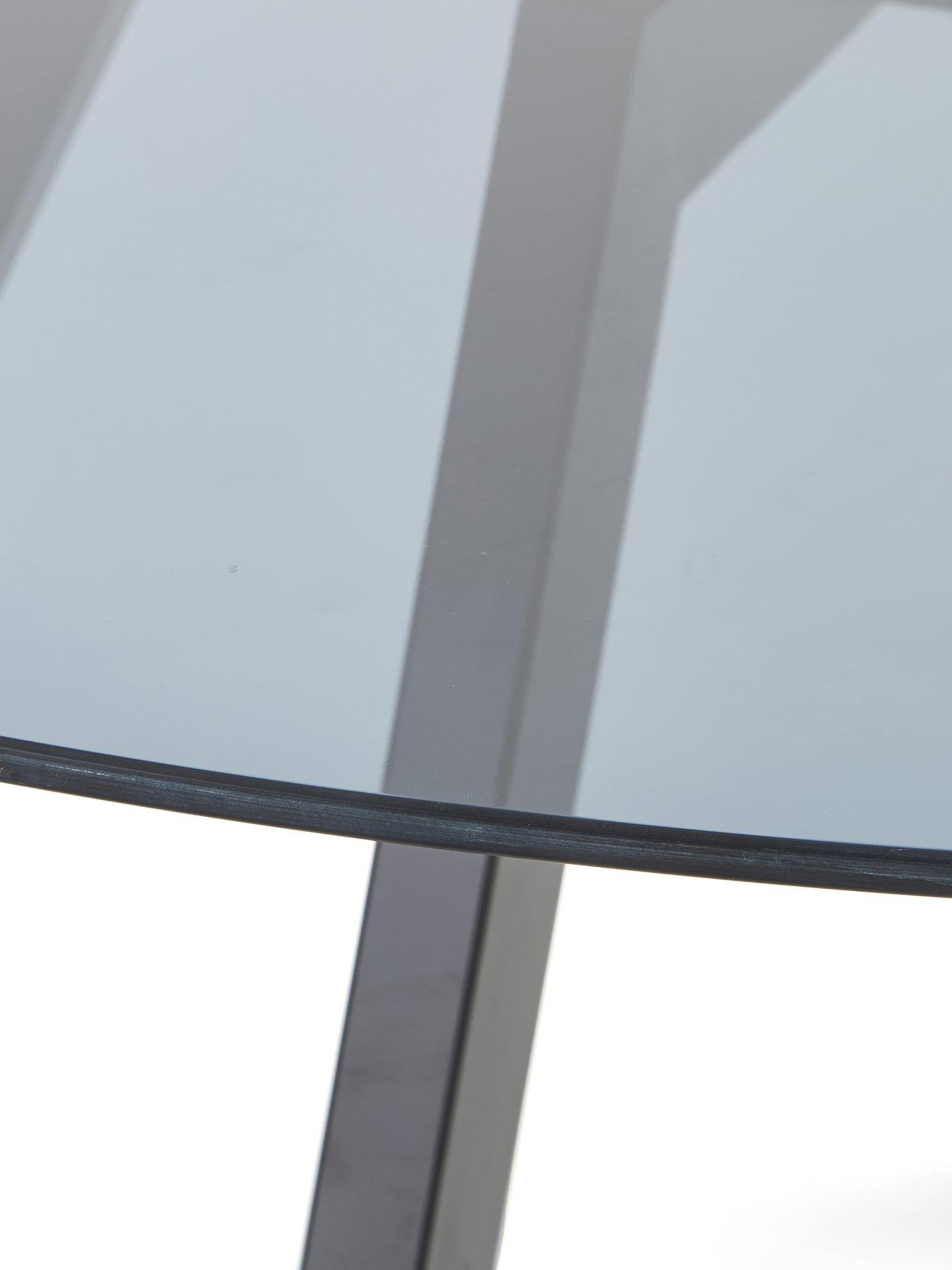 Image 6 of 7 of The Very Collection Marlow 130 cm Black Round Dining Table + 6 Marlow Dusty Blue&nbsp;Chairs