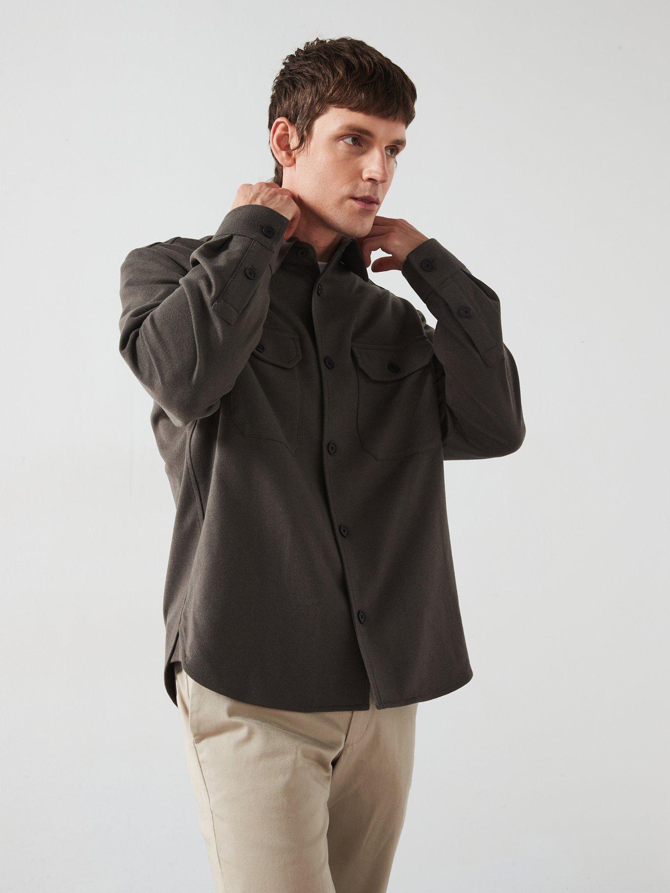 mango-harvard-long-sleeved-smart-fit-shirt-khaki