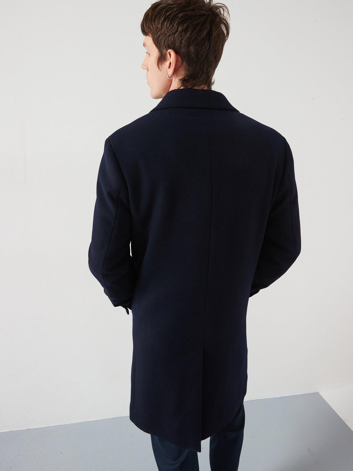 Image 2 of 6 of Mango Landon Smart Fit Double Breasted Overcoat - Navy