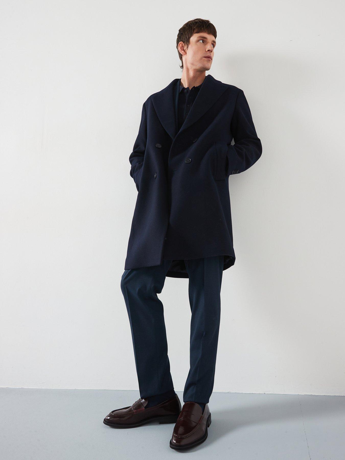 Image 3 of 6 of Mango Landon Smart Fit Double Breasted Overcoat - Navy