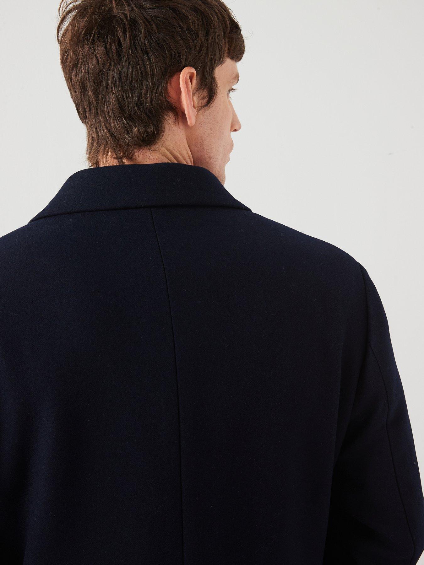 Image 4 of 6 of Mango Landon Smart Fit Double Breasted Overcoat - Navy