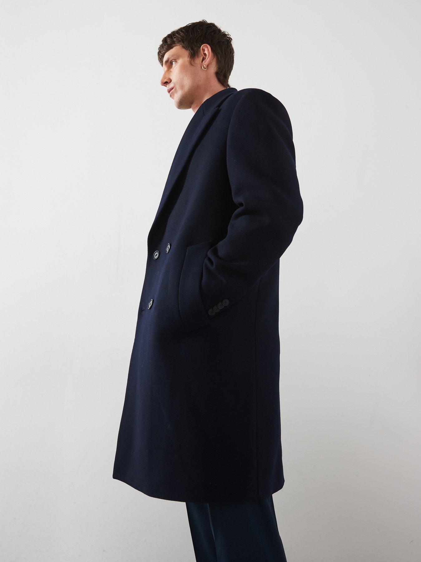 Image 5 of 6 of Mango Landon Smart Fit Double Breasted Overcoat - Navy