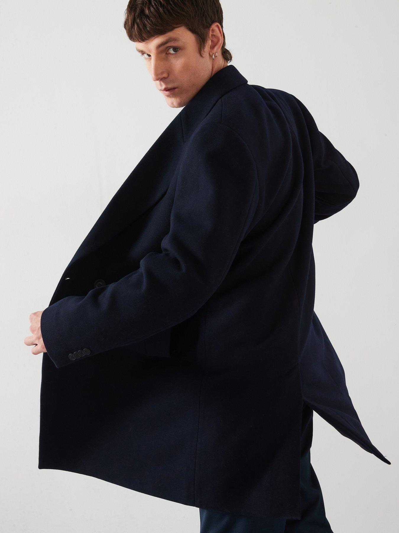 Image 6 of 6 of Mango Landon Smart Fit Double Breasted Overcoat - Navy