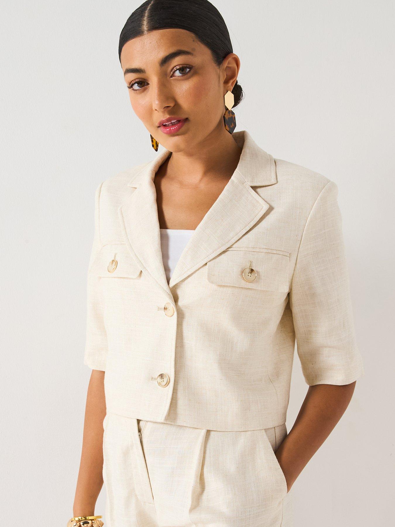 V by Very Cropped Utility Jacket Co-Ord Beige Very Ireland