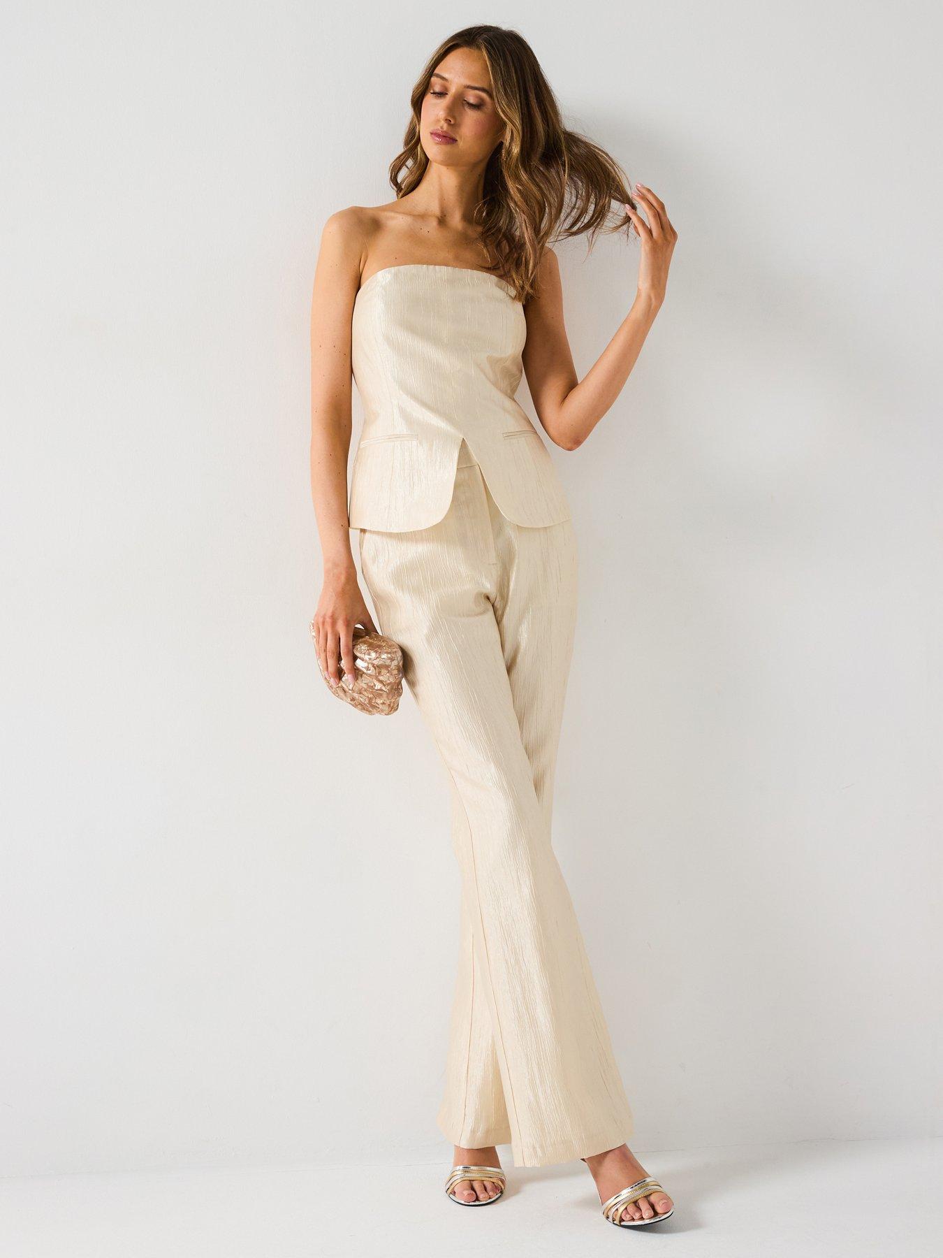 Image 1 of 6 of V by Very Kick Flare Trousers - Metallic
