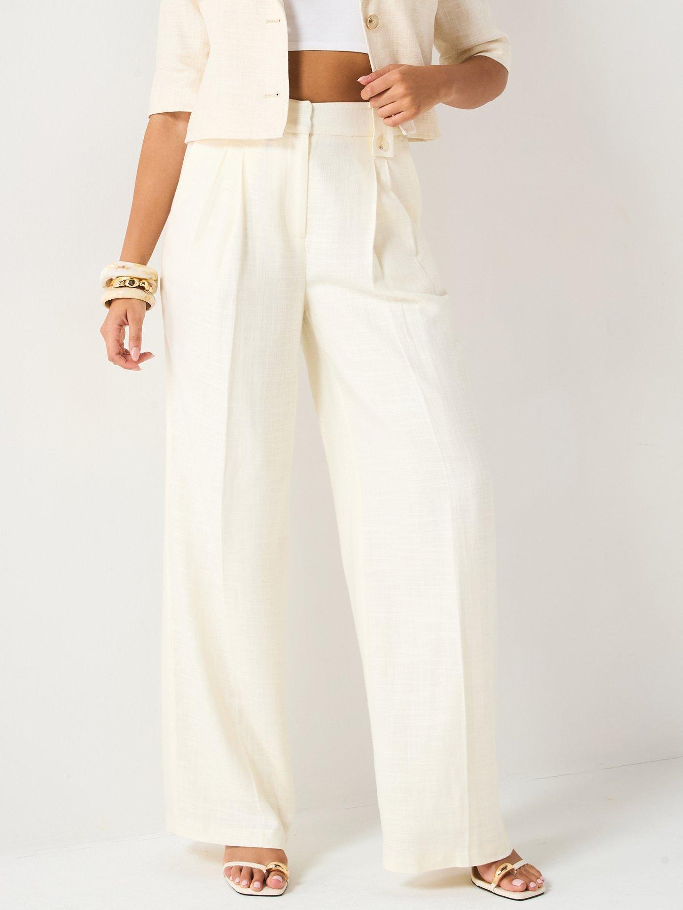 V by Very Tab Detail Trouser - Cream
