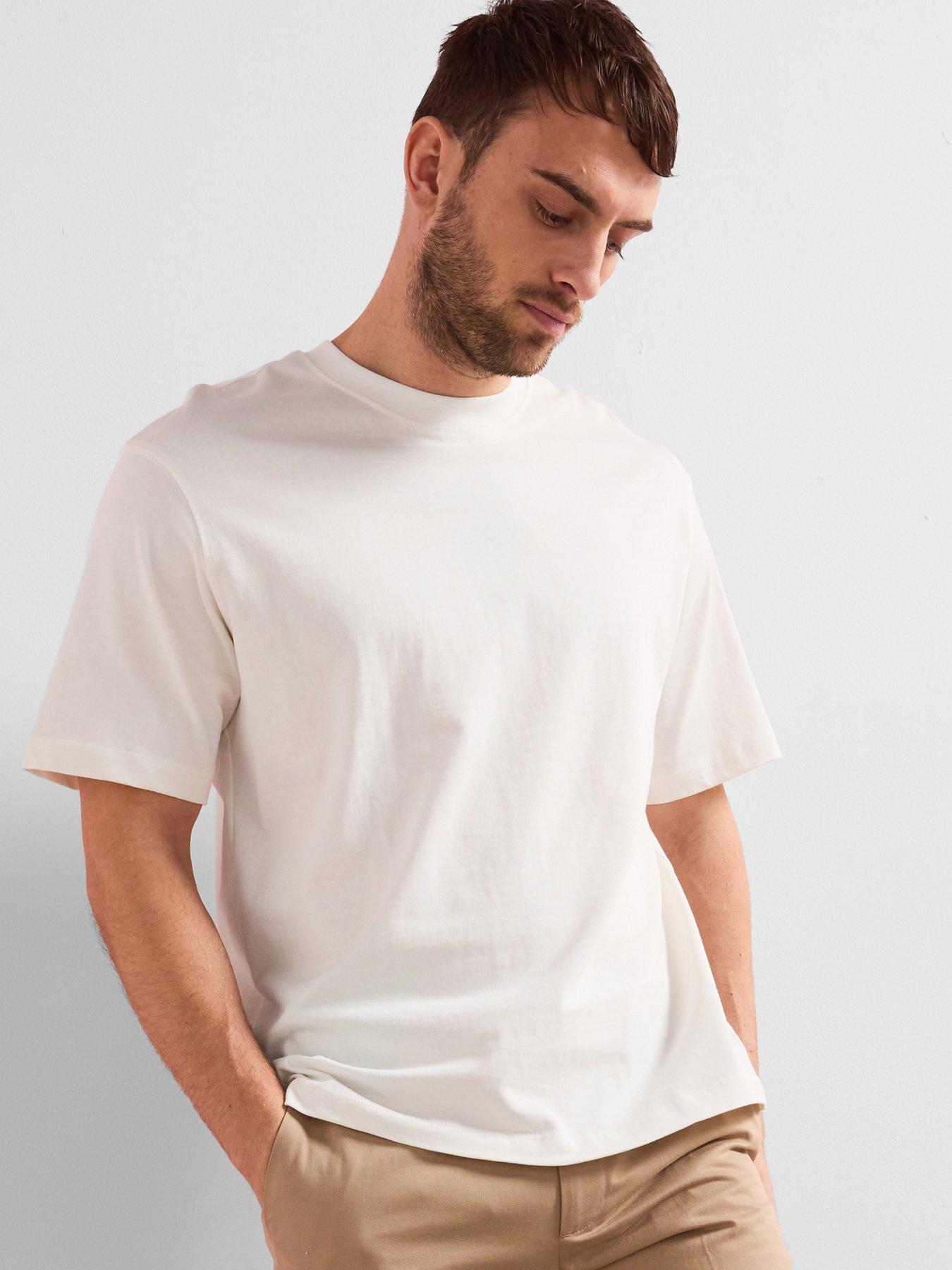 Image 1 of 6 of Mango Man Anouk Short Sleeved Relaxed Heavy Weight T-Shirt - White