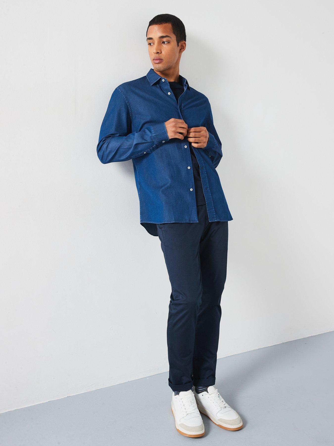 Image 3 of 6 of Mango Chambray Long Sleeved Smart Shirt - Blue