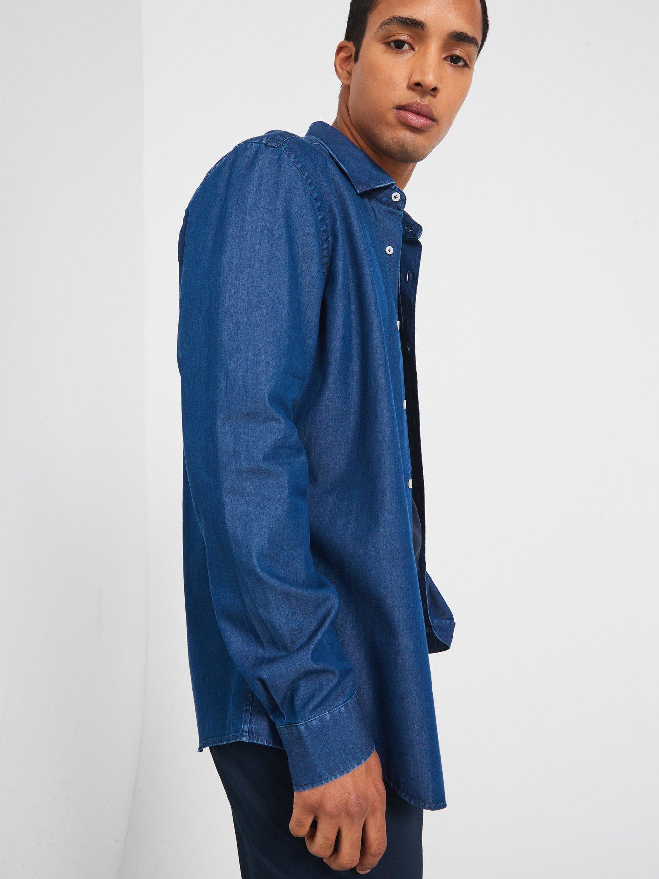 Image 5 of 6 of Mango Chambray Long Sleeved Smart Shirt - Blue