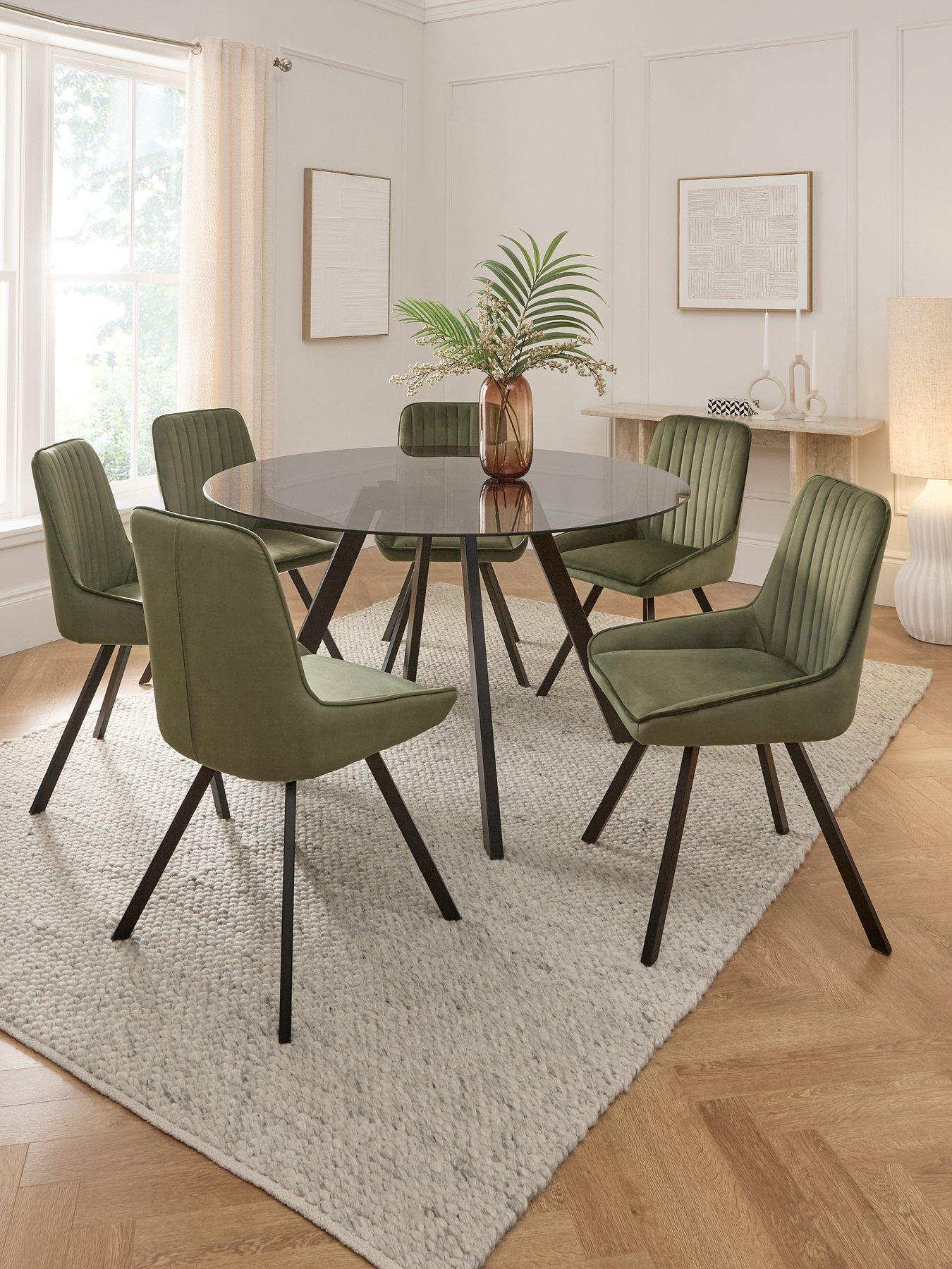 the-very-collection-marlow-130-cm-black-round-dining-table-6-marlow-moss-greennbspchairs