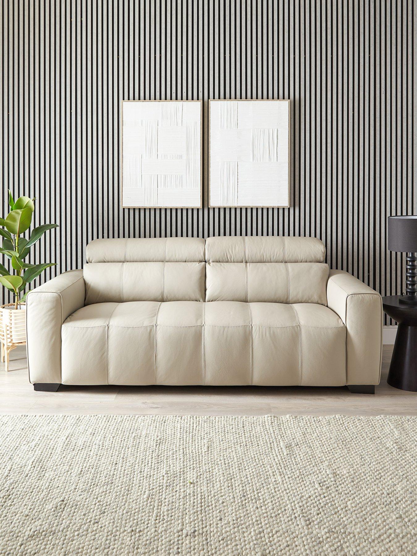 Very Home Cannes Italian Leather 3 Seater Sofa