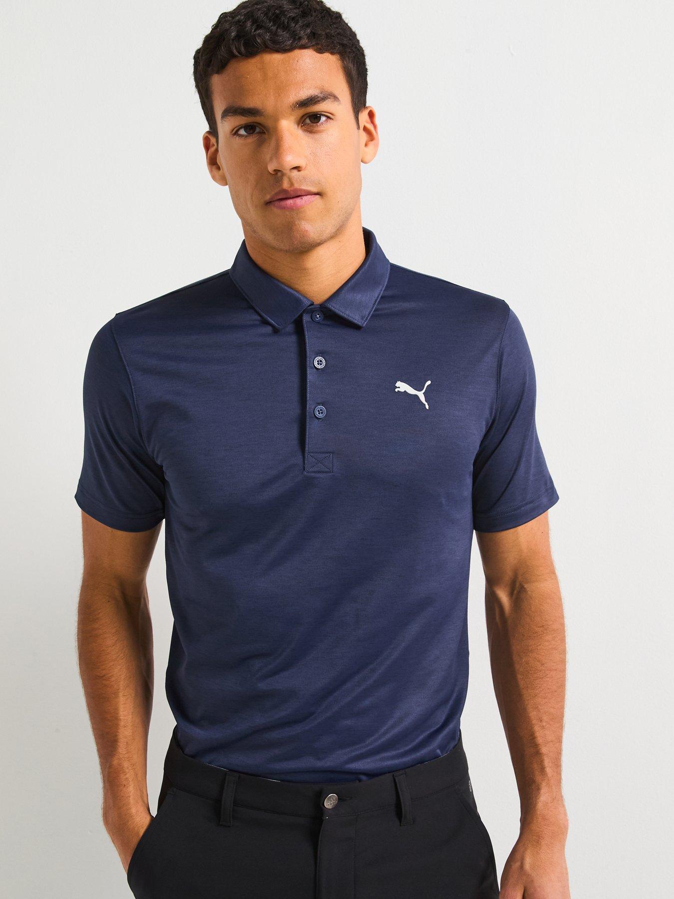 undefined Mens Golf Icon Heather Polo Shirt 20 - Deep Navy Heather
