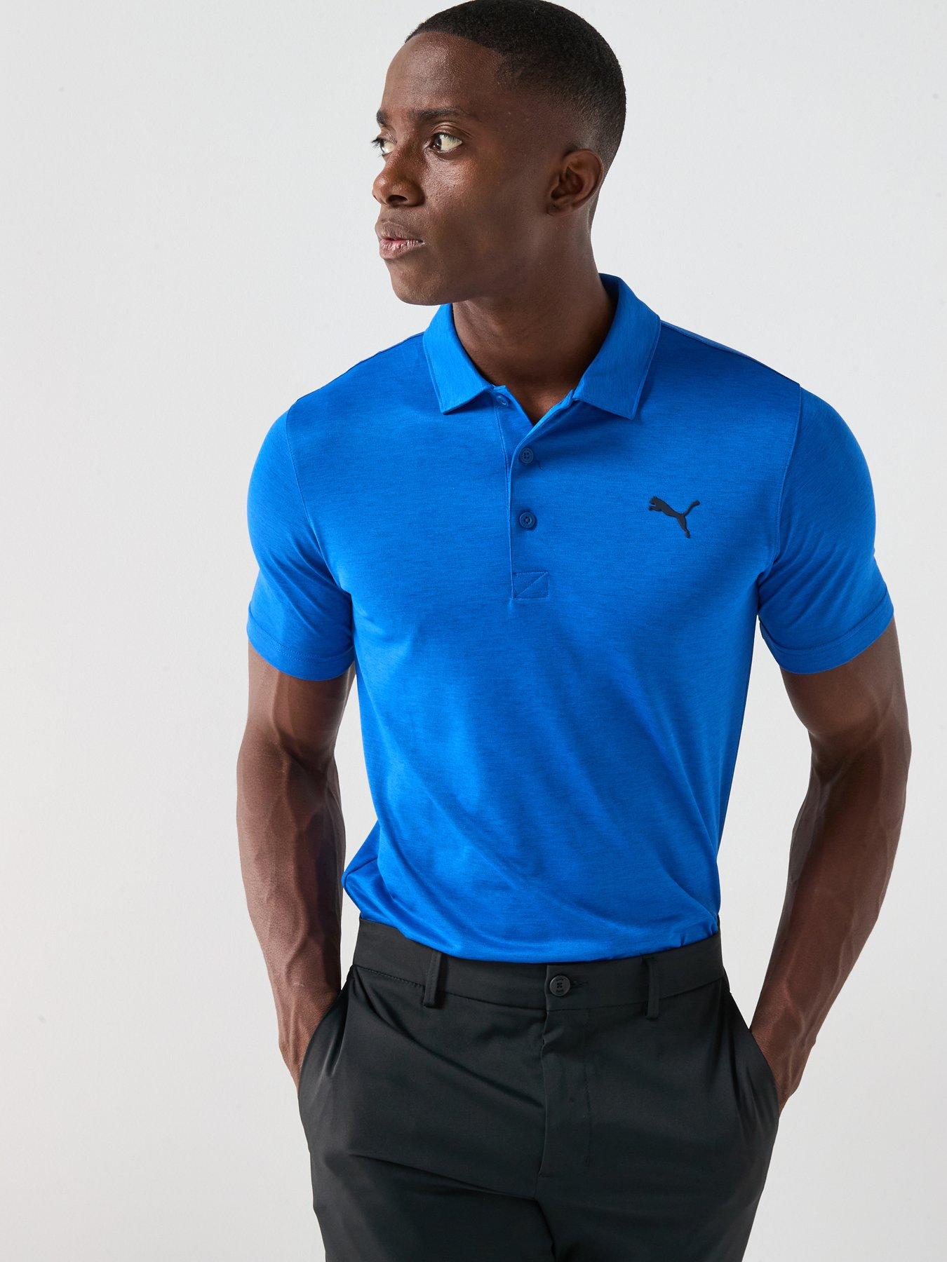 Puma Mens Golf Icon Heather Polo 2.0 - Blue